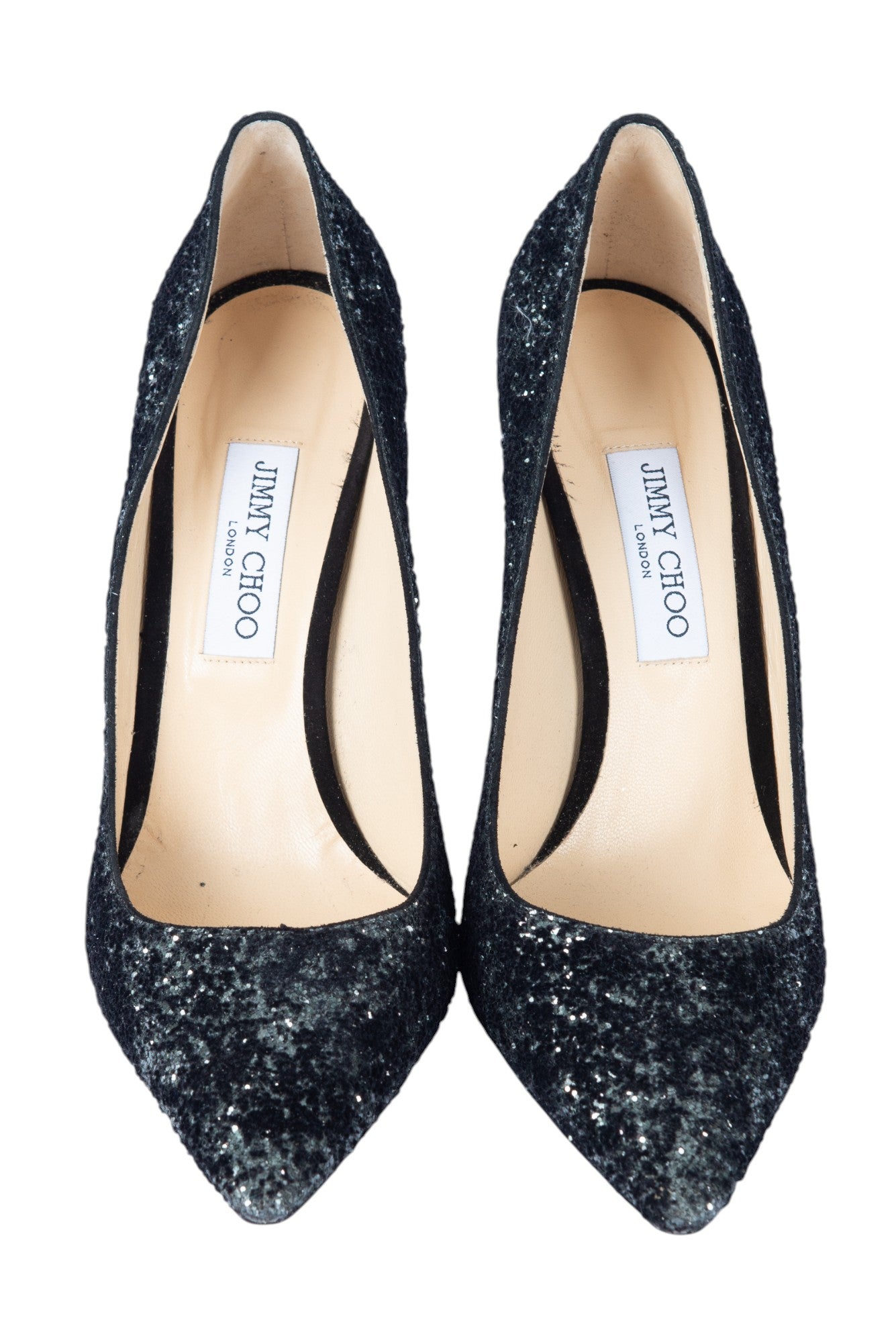 JIMMY CHOO Black Glitter Romy 100 Pumps Size 42 US 12