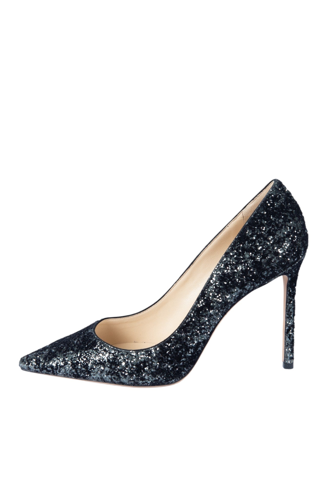 JIMMY CHOO Black Glitter Romy 100 Pumps Size 42 US 12