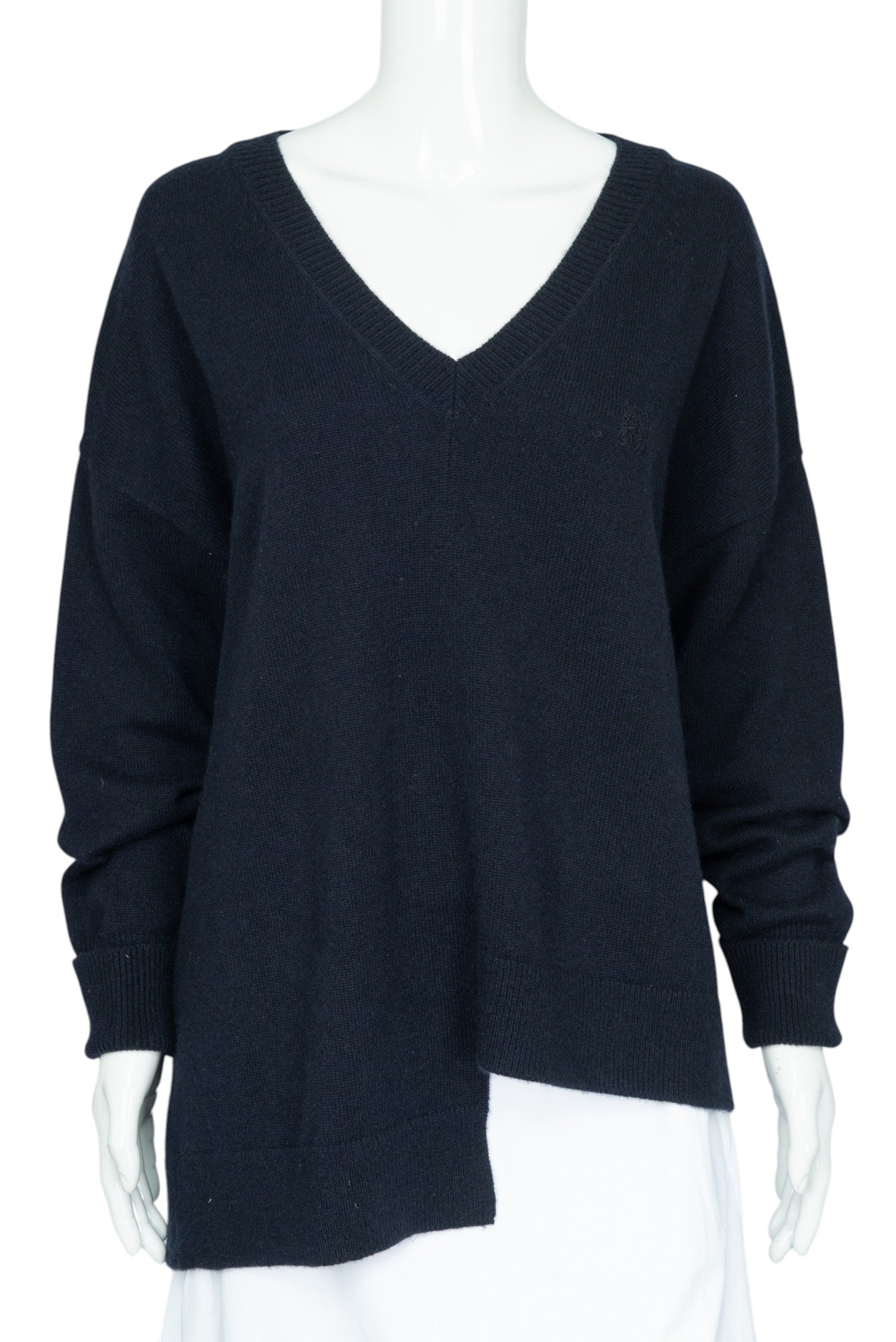 LOEWE Navy Blue Knit Asymmetric Sweater Size XS