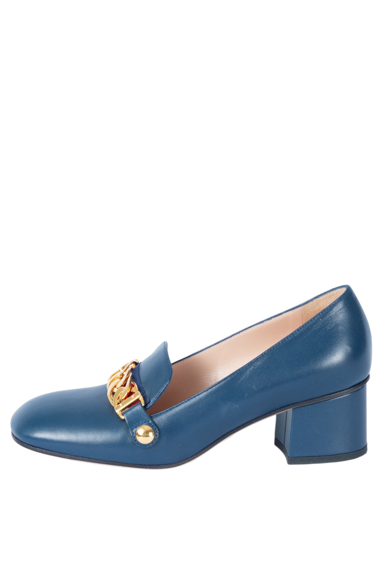 GUCCI Blue Leather Sylvie Malaga Kid Pumps Size 36.5 US 6.5