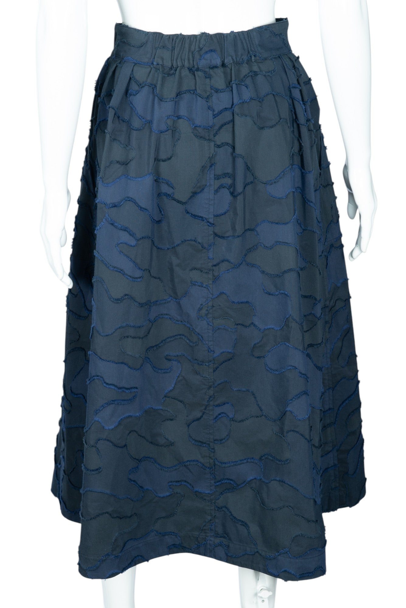 CHRISTIAN DIOR Navy Blue Cotton Camouflage Midi Skirt Size 6 EU 38