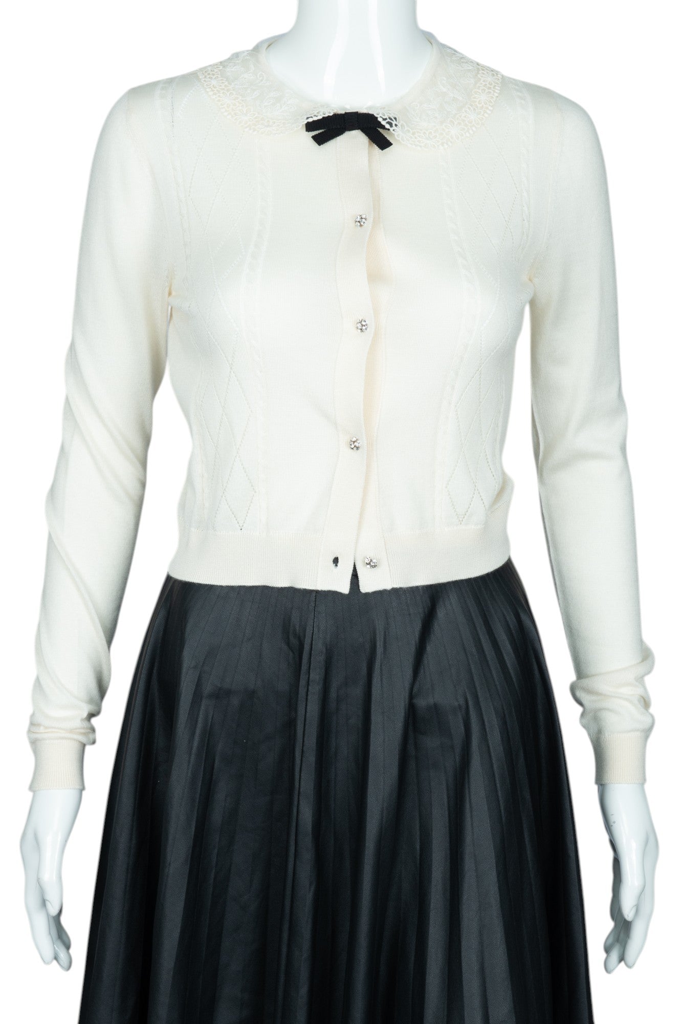 MIU MIU Ivory Cashmere Knit Cardigan Sweater Size XS