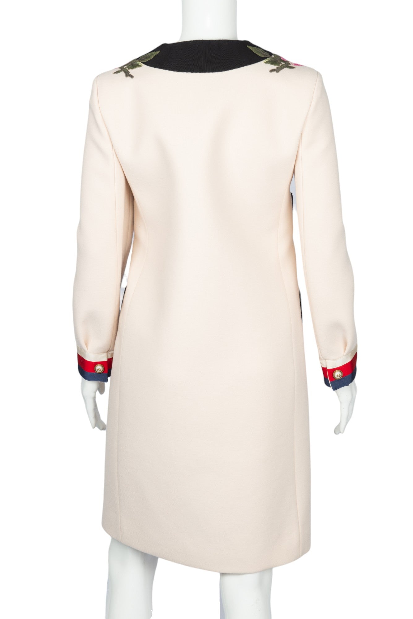 GUCCI Cream Wool Floral Appliqué Coat Size IT 36 US 0