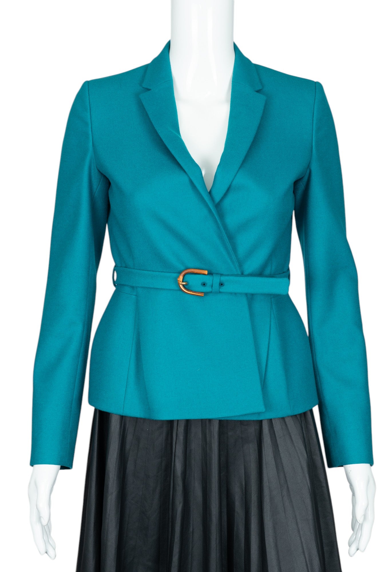 GUCCI Blue Wool Belted Blazer Jacket Size XS