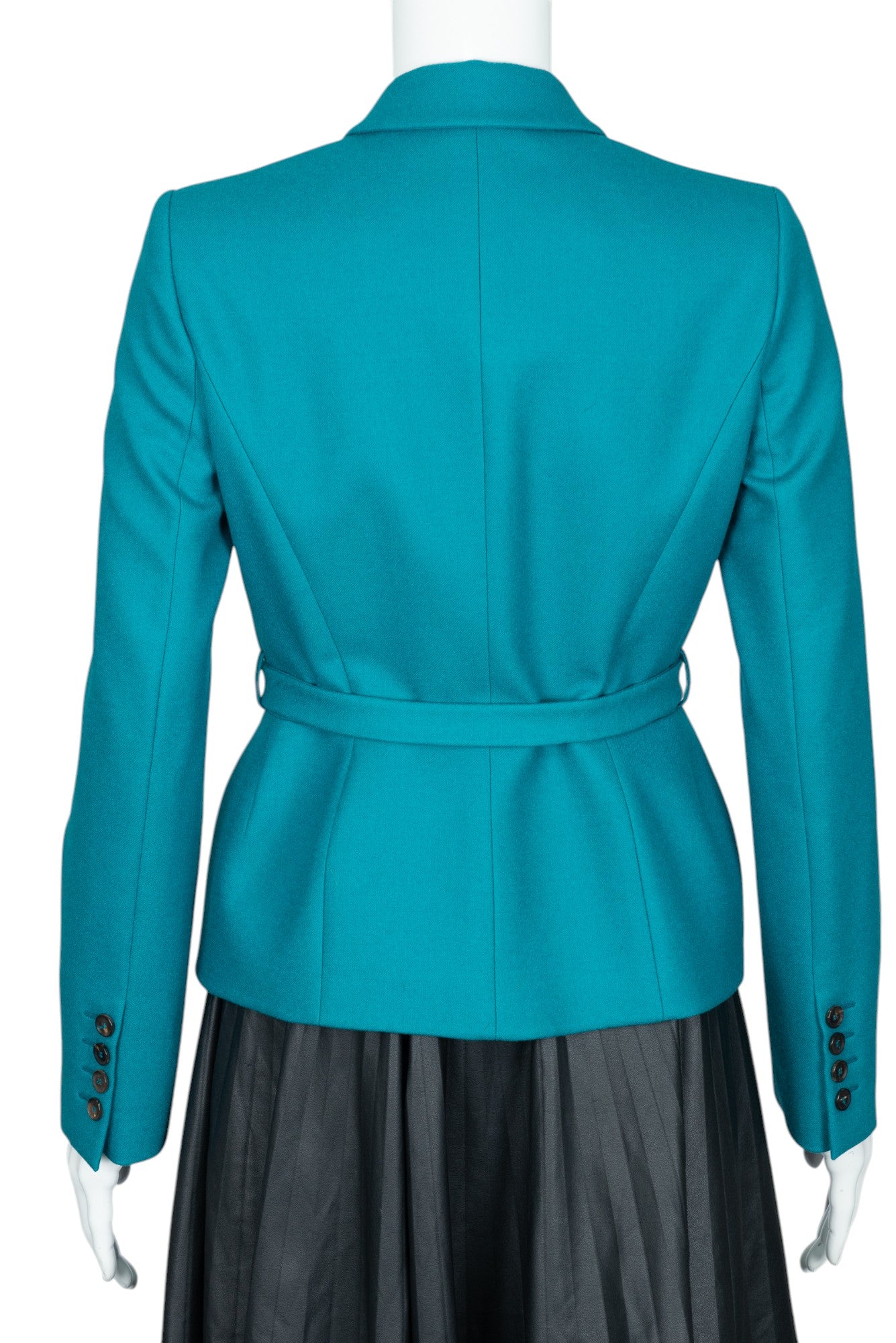 GUCCI Blue Wool Belted Blazer Jacket Size XS