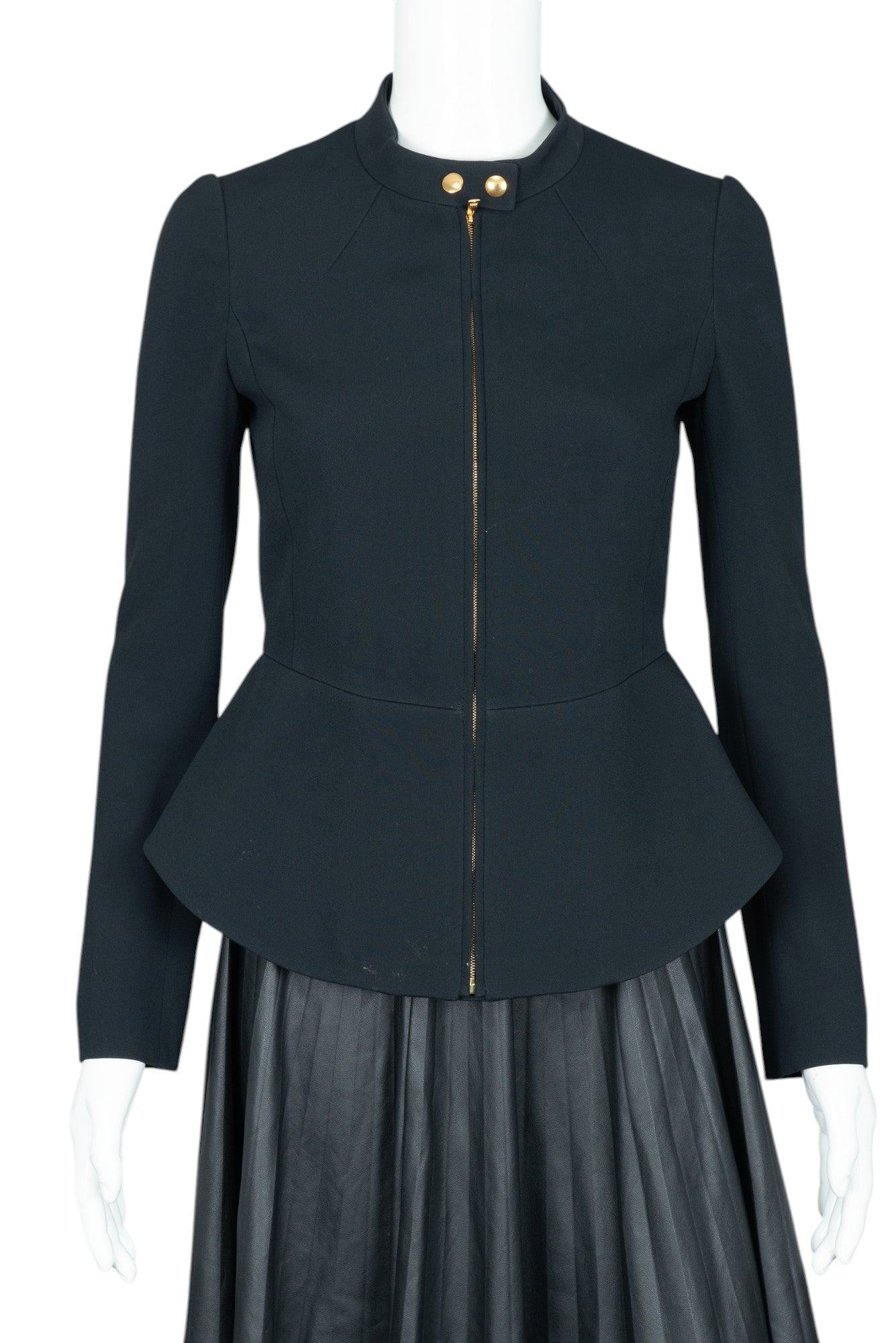 GUCCI Black Front Zip Blazer Jacket Size 38 US 2