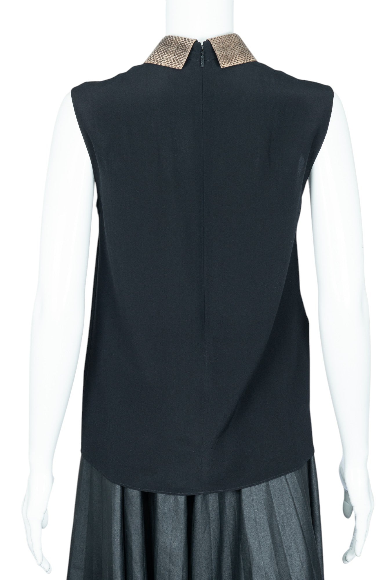GUCCI Black Silk Python Collar Sleeveless Top Size 40 US 4
