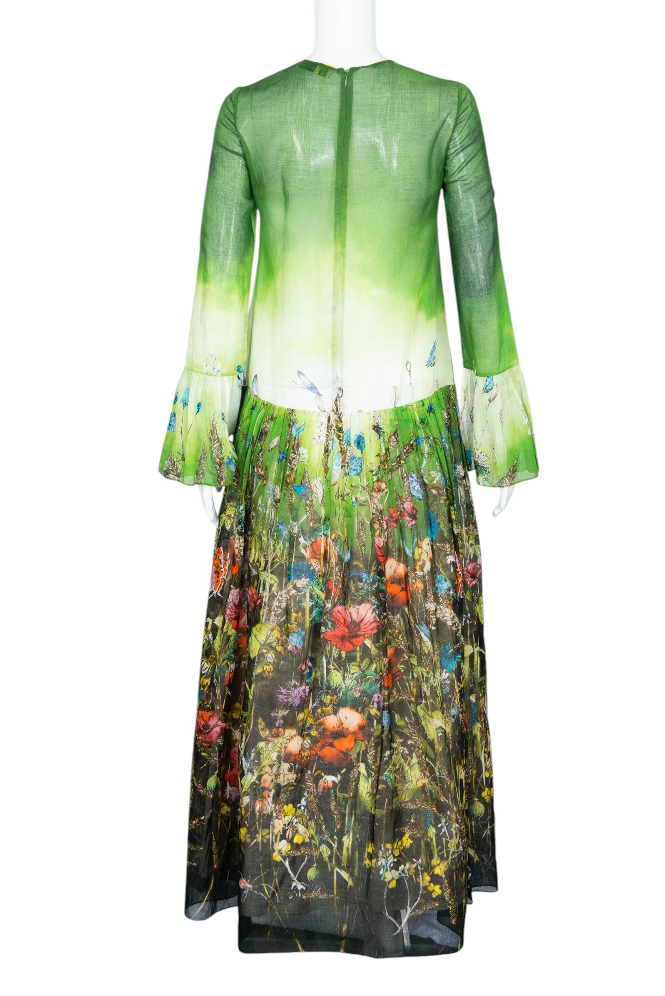 CHRISTIAN DIOR Green Cotton Floral Print Maxi Dress Size 2