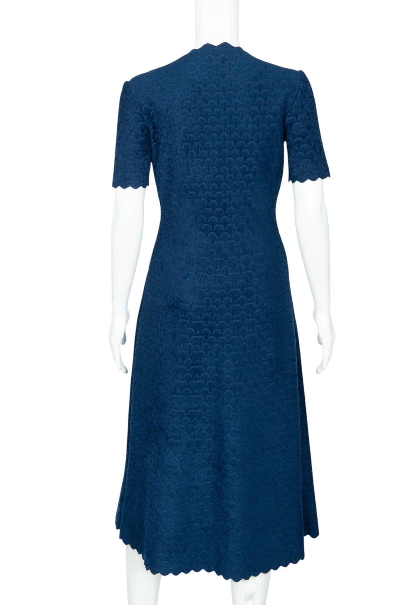 ALAÏA Paris Blue Scalloped Knit Midi Dress Size 40 US 8