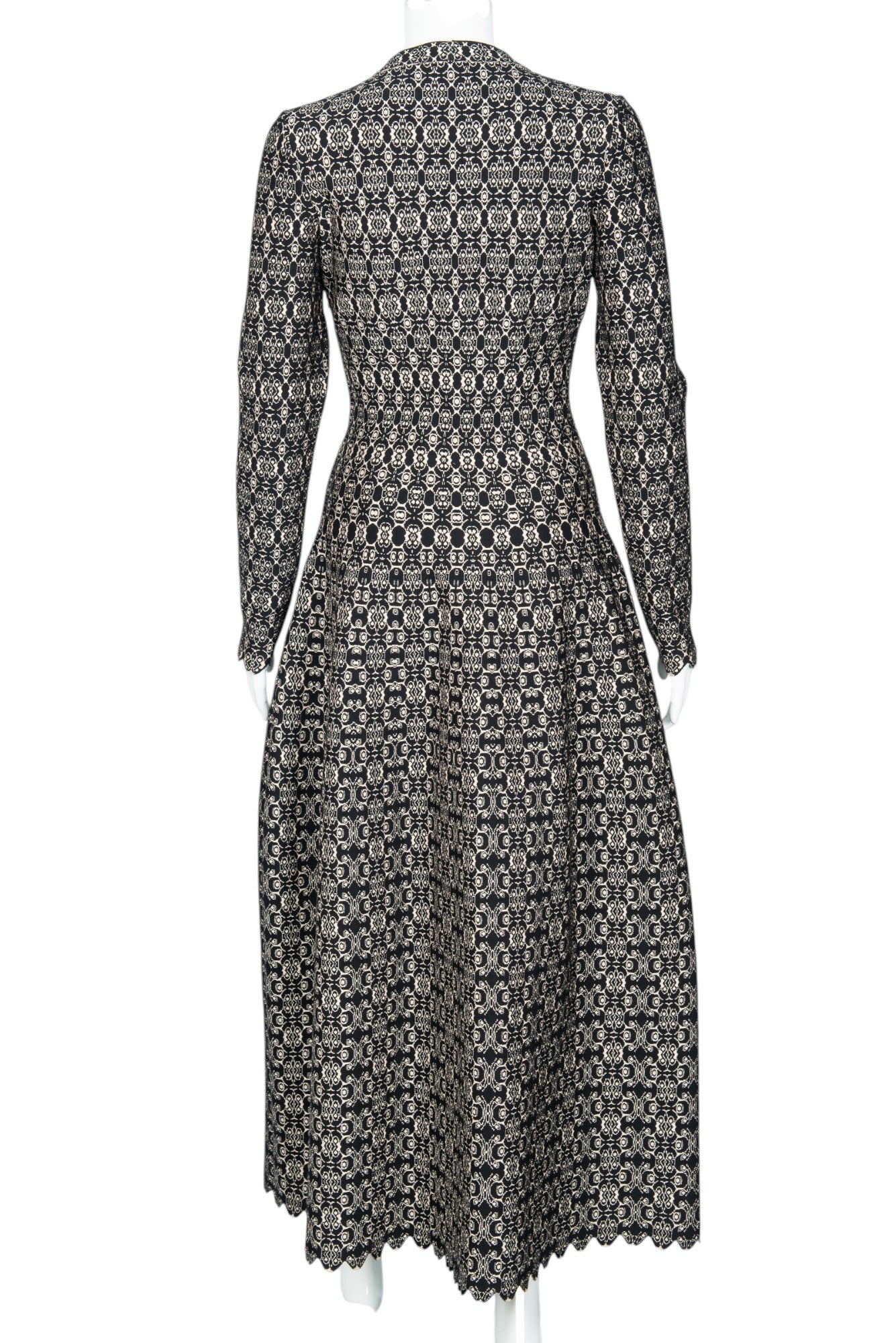 ALAÏA Black Gold Printed Midi Dress Size 40 US 8