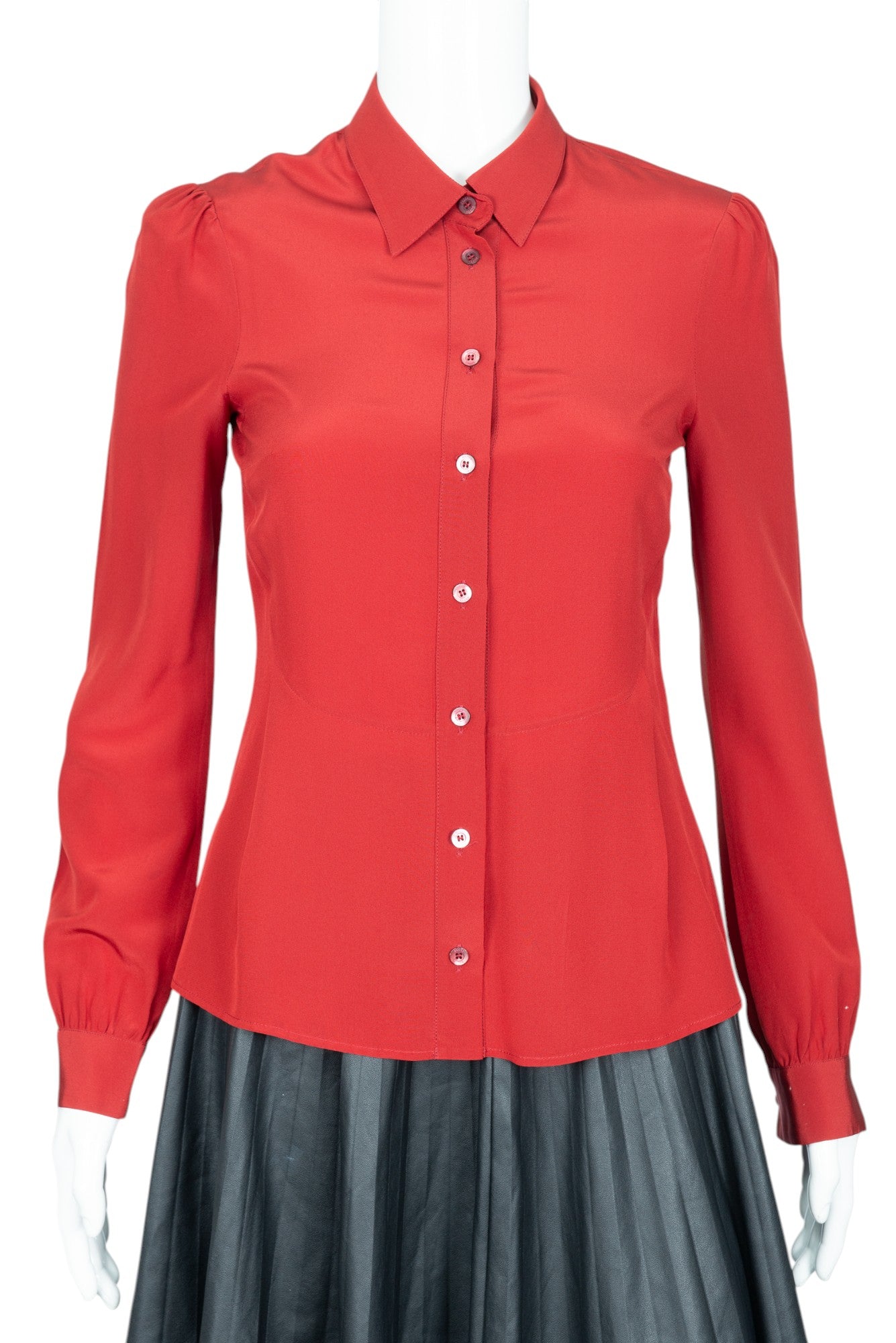GUCCI Red Button Up Blouse Top Size 38 US 2