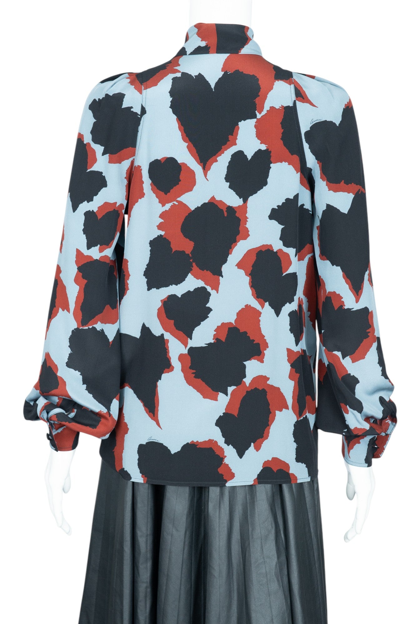 GUCCI Silk Printed Neck Tie Blouse Top Size 38 US 2