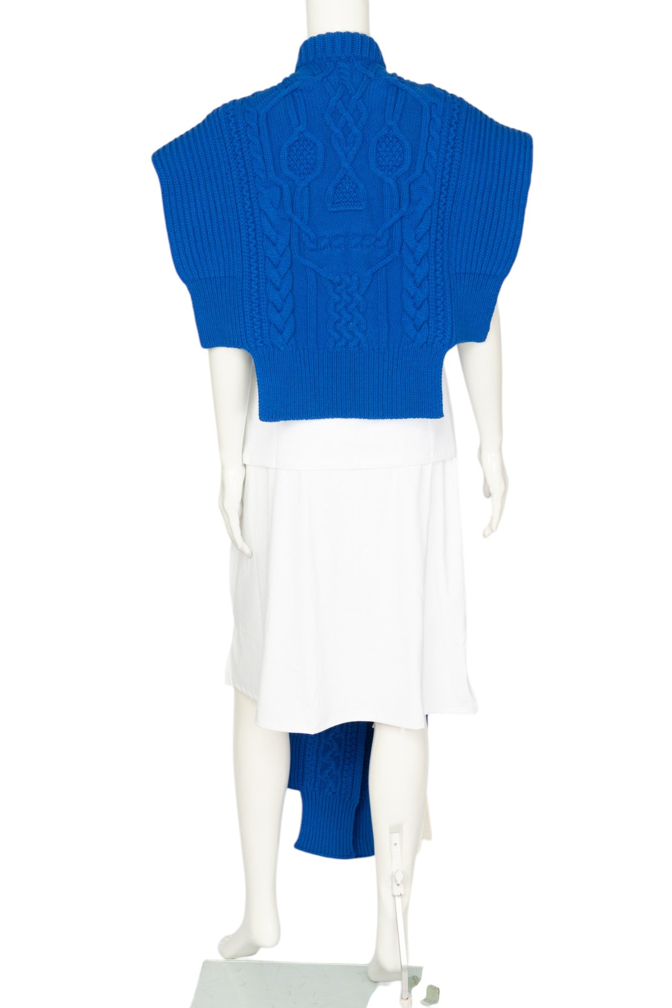 ALEXANDER MCQUEEN Blue Wool Cable Knit Skull Scarf