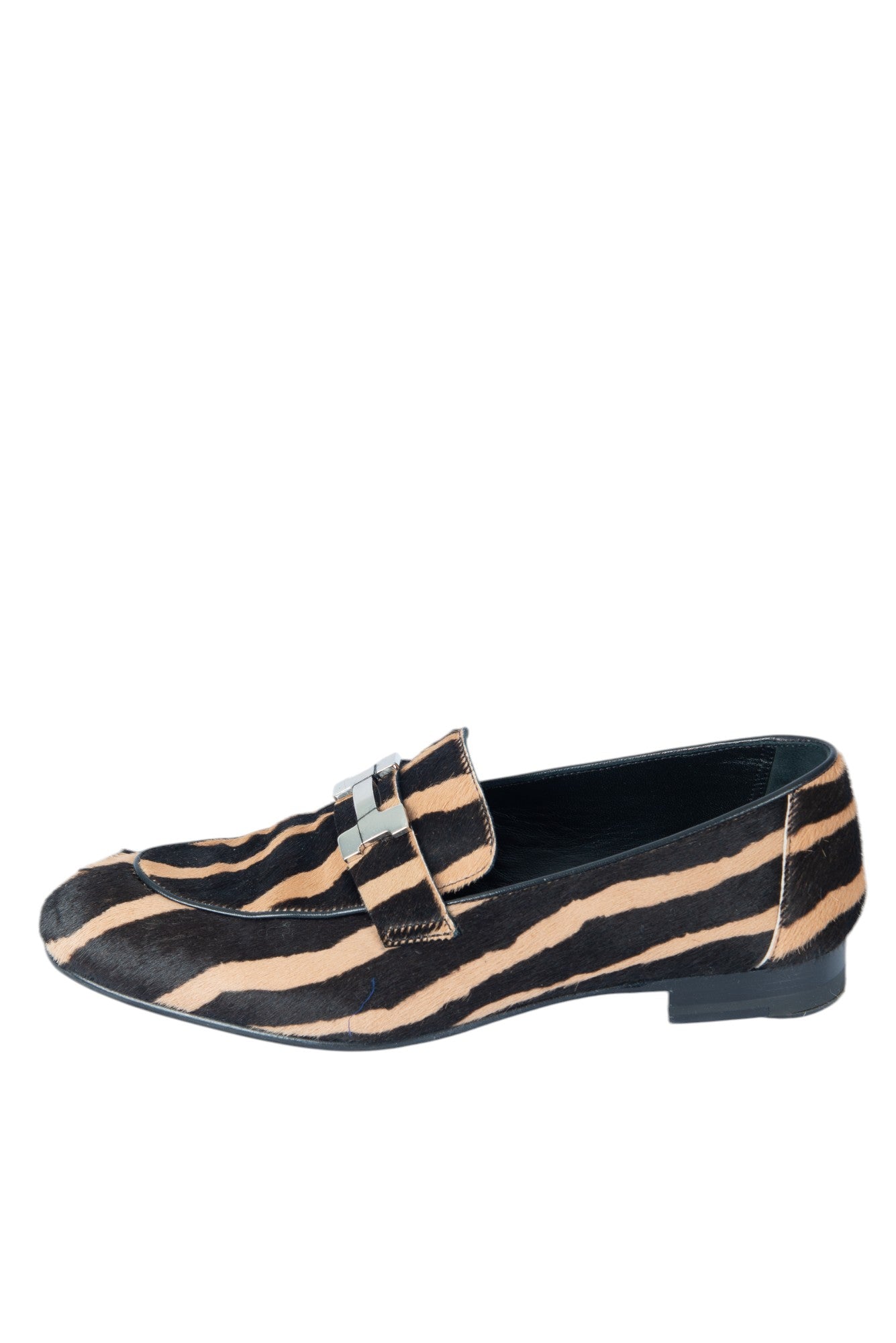 HERMÈS Striped Pony Hair Paris Loafers Size 38 US 8