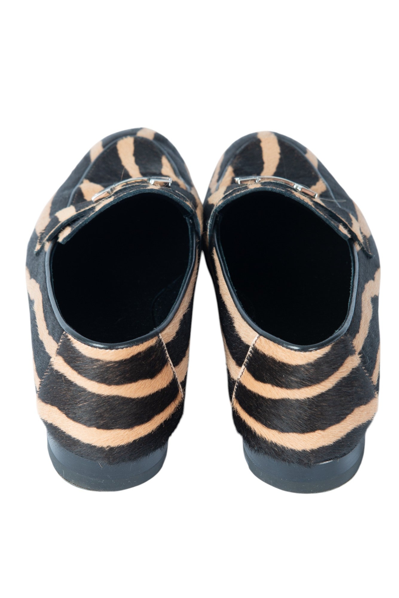 HERMÈS Striped Pony Hair Paris Loafers Size 38 US 8