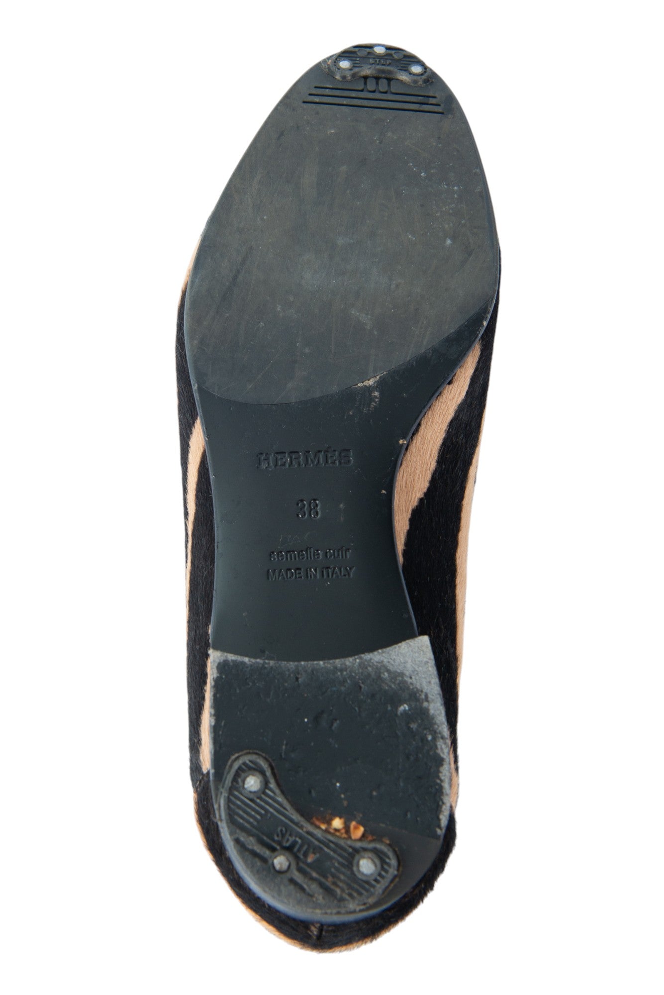 HERMÈS Striped Pony Hair Paris Loafers Size 38 US 8