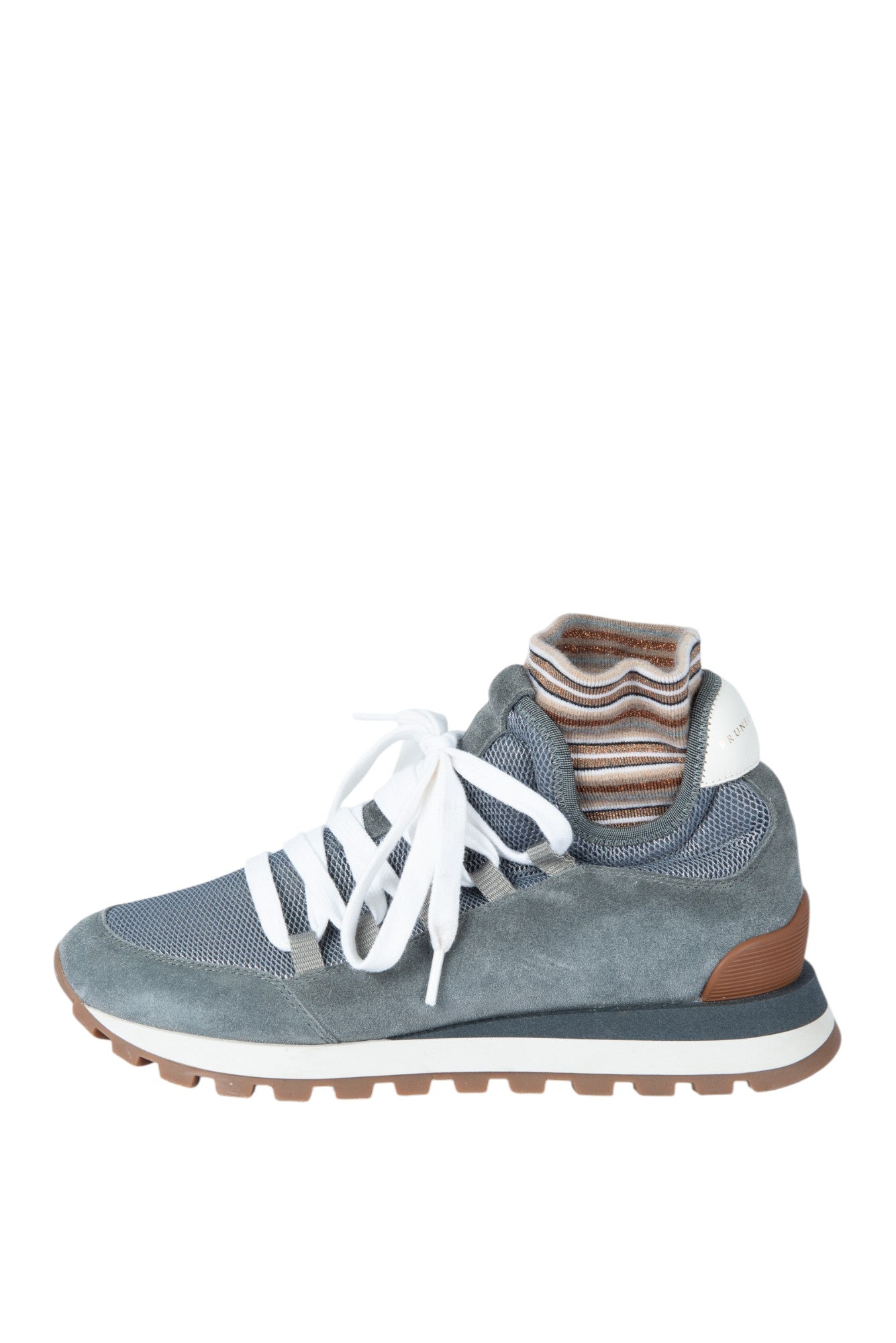 BRUNELLO CUCINELLI Grey Suede Sneakers Size 38 US 8