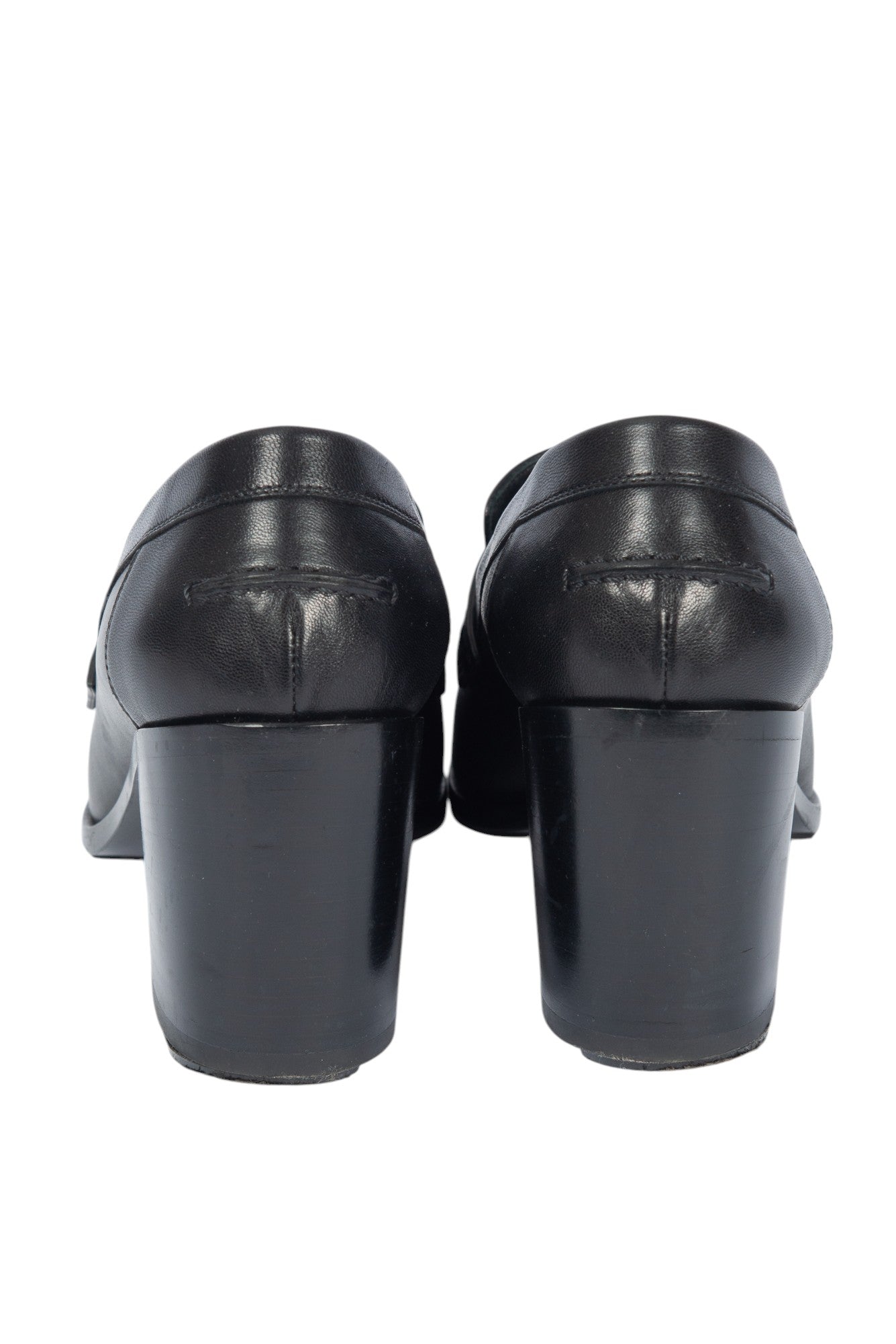 HERMÈS Black Leather Dauphine 70 Loafer Heels Size 38 US 8