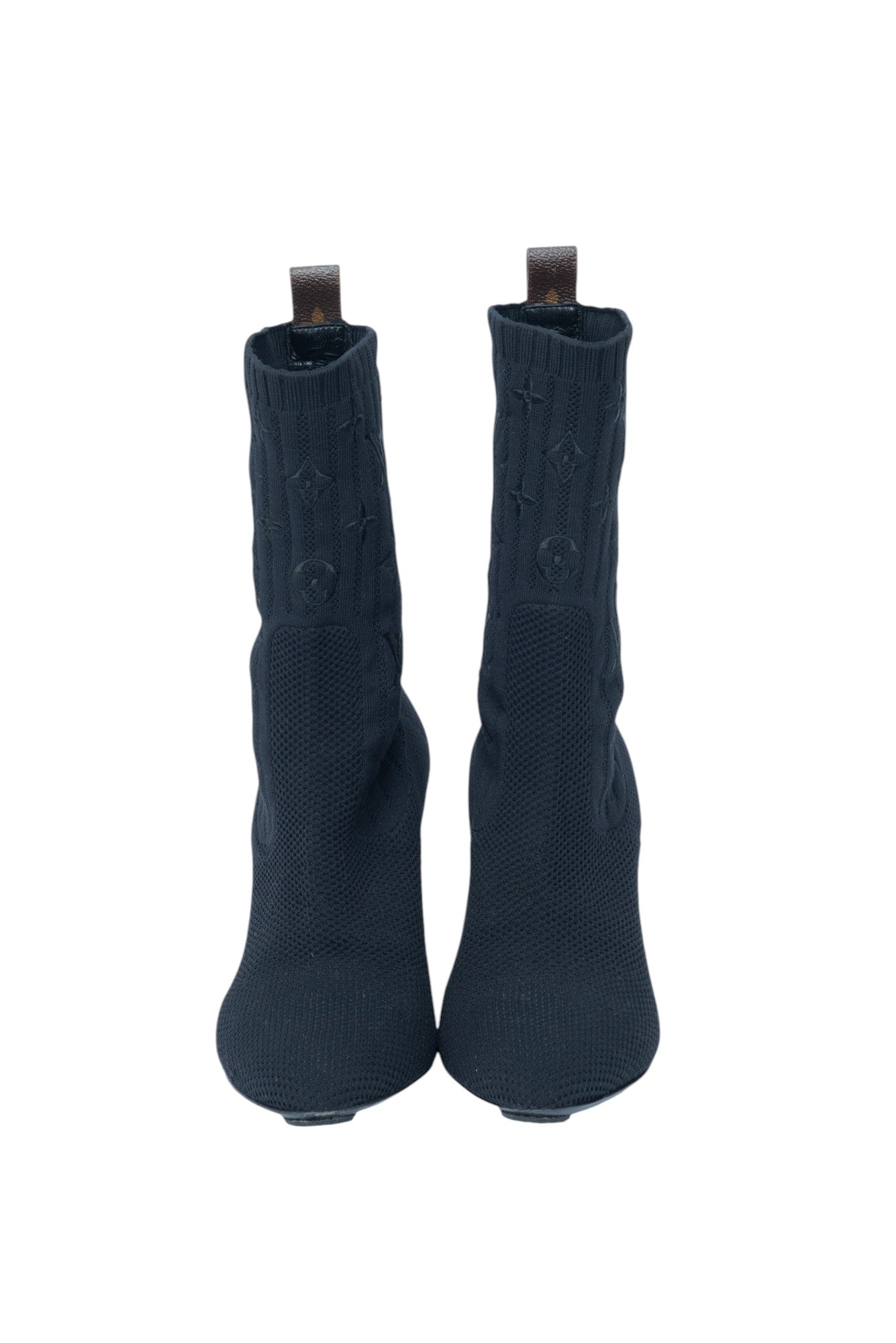LOUIS VUITTON Black Fabric Monogram Silhouette Boots Size 38.5 US 8.5