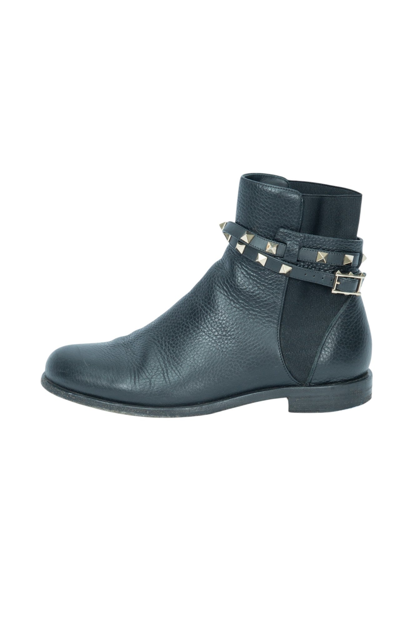 VALENTINO Black Leather Rockstud Chelsea Boots Size 36.5 US 6.5