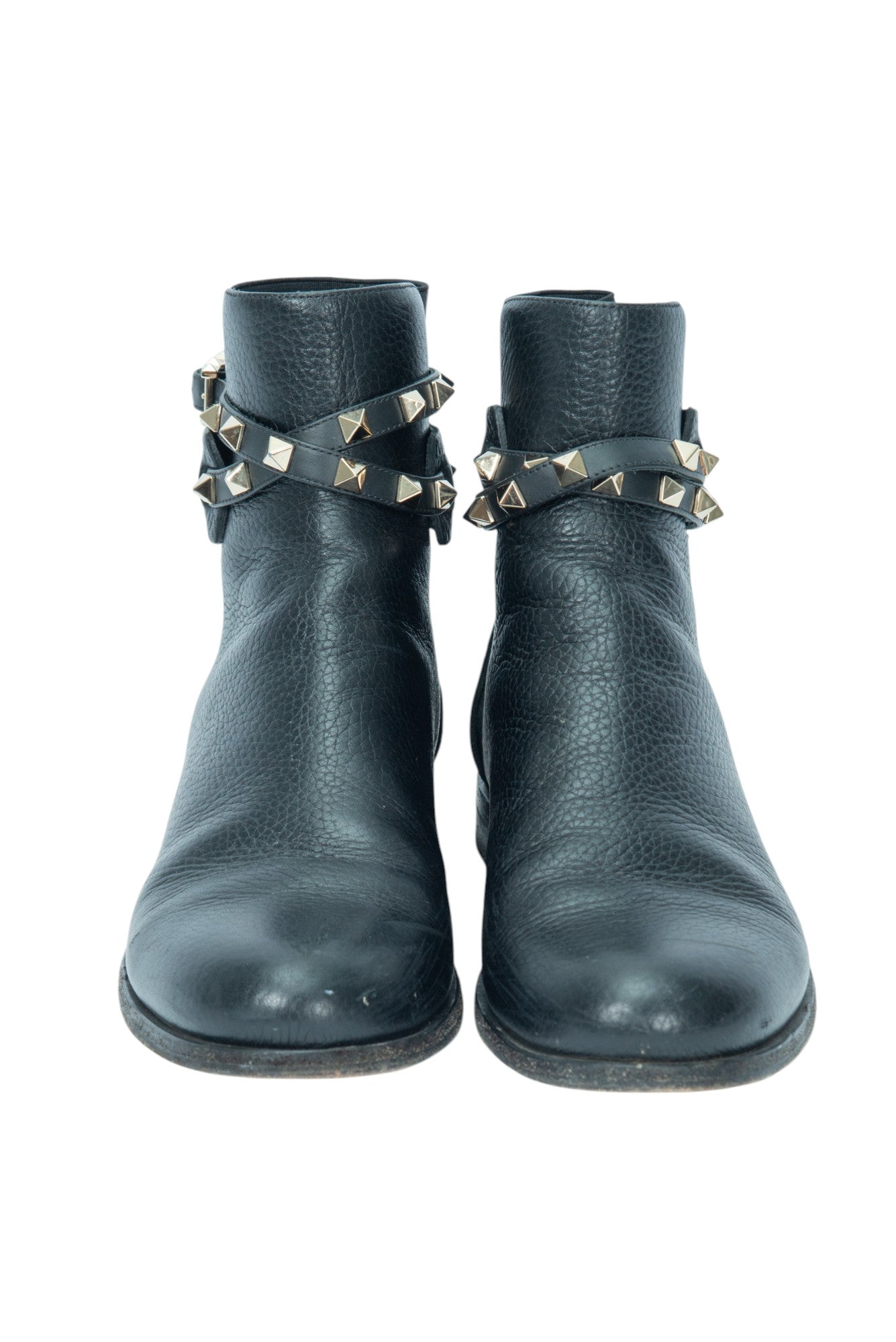 VALENTINO Black Leather Rockstud Chelsea Boots Size 36.5 US 6.5