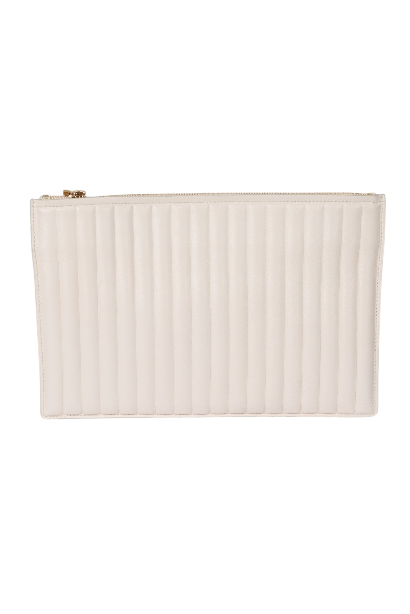 FERRAGAMO White Leather Quilted Clutch Bag