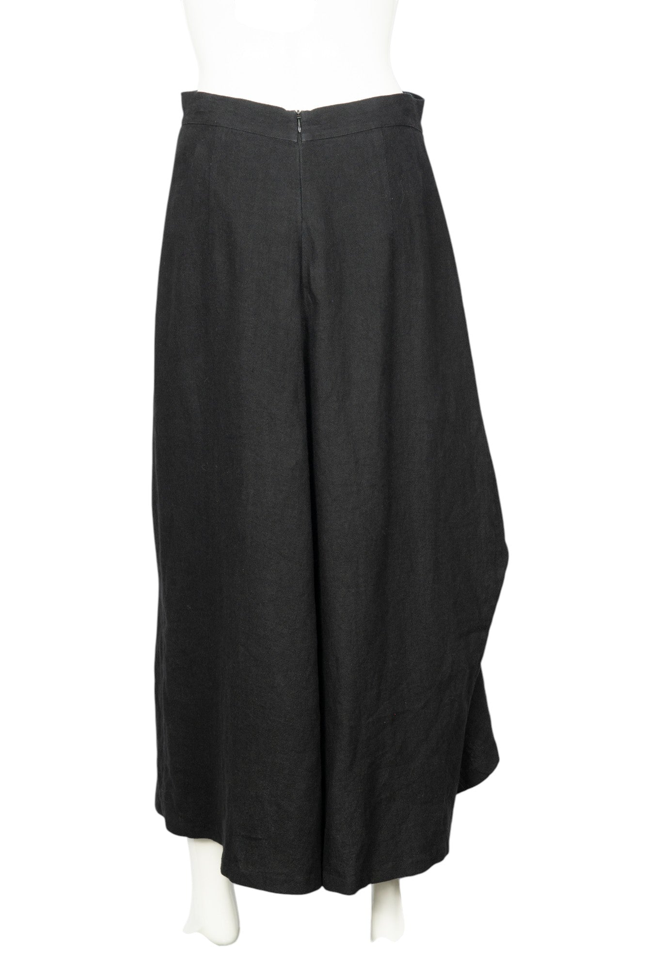 MORGANE LE FAY Black Silk Draped Asymmetrical Midi Skirt Size S