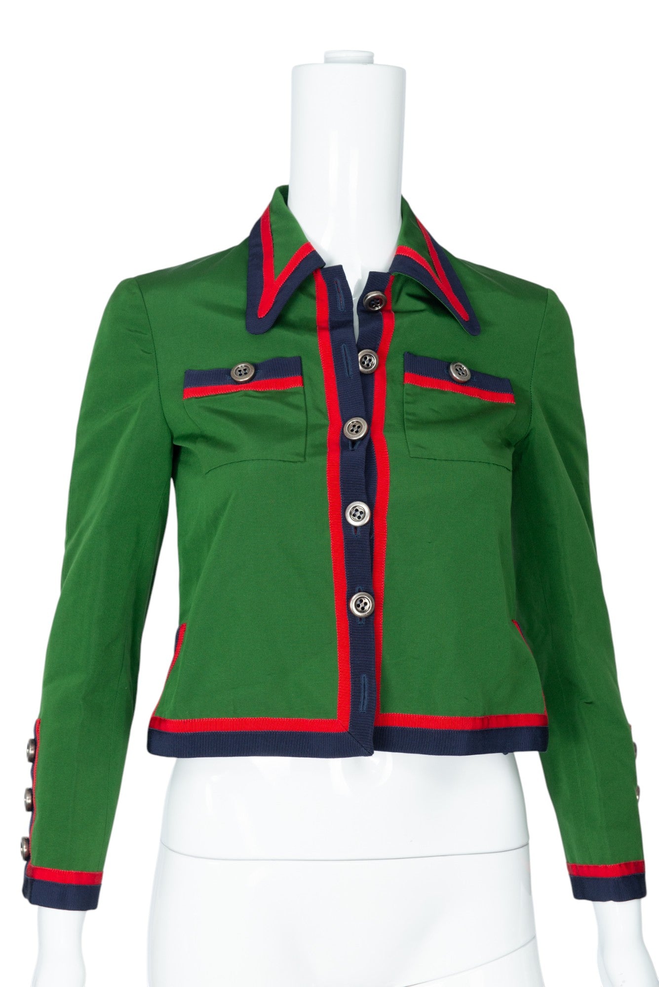 GUCCI Green Cropped Blazer Jacket Size 36 US 0