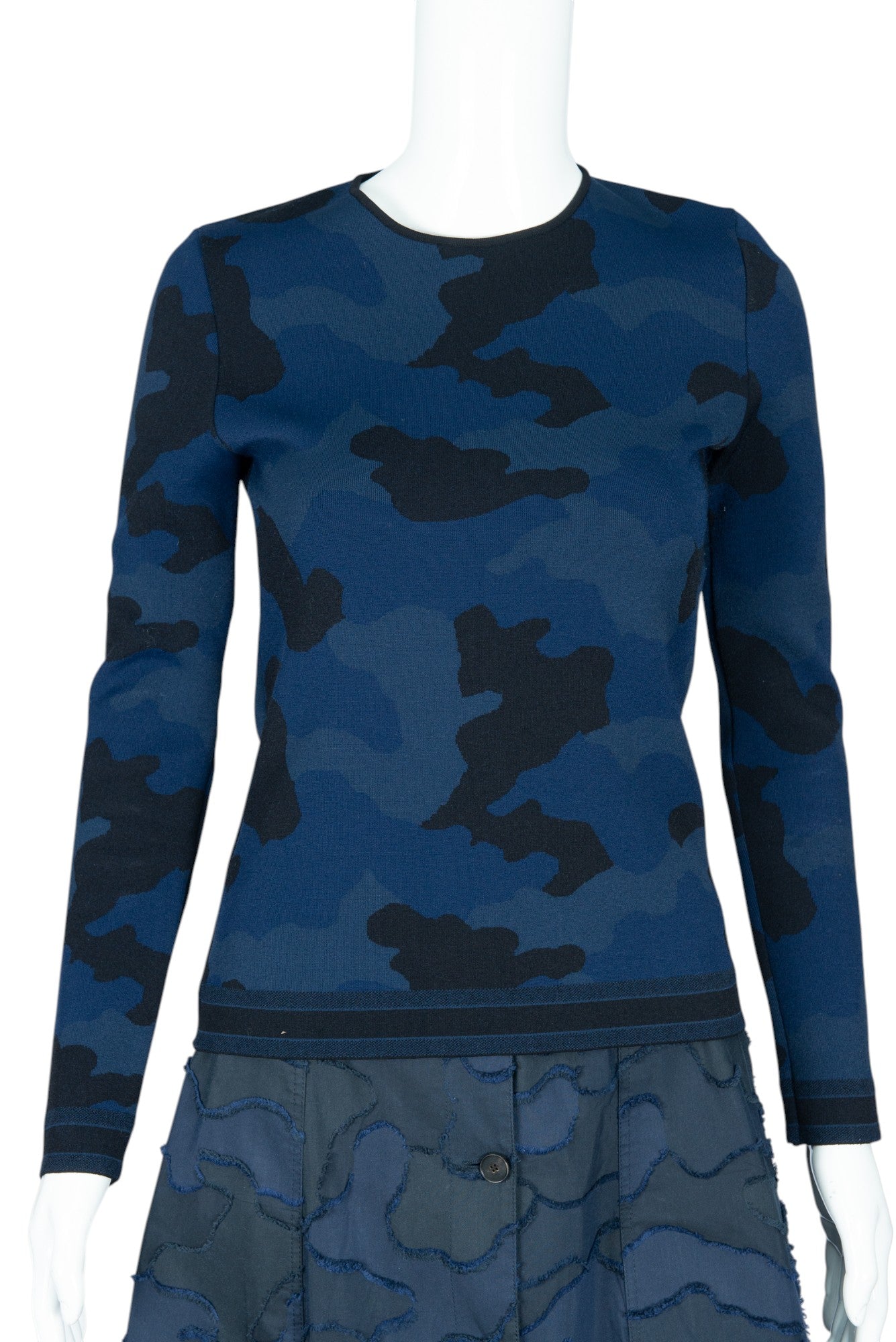 CHRISTIAN DIOR Blue Camo Long Sleeve Sweater Size 4 EU 36