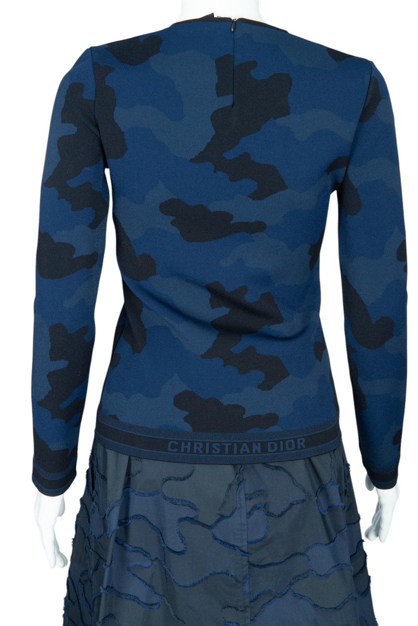 CHRISTIAN DIOR Blue Camo Long Sleeve Sweater Size 4 EU 36