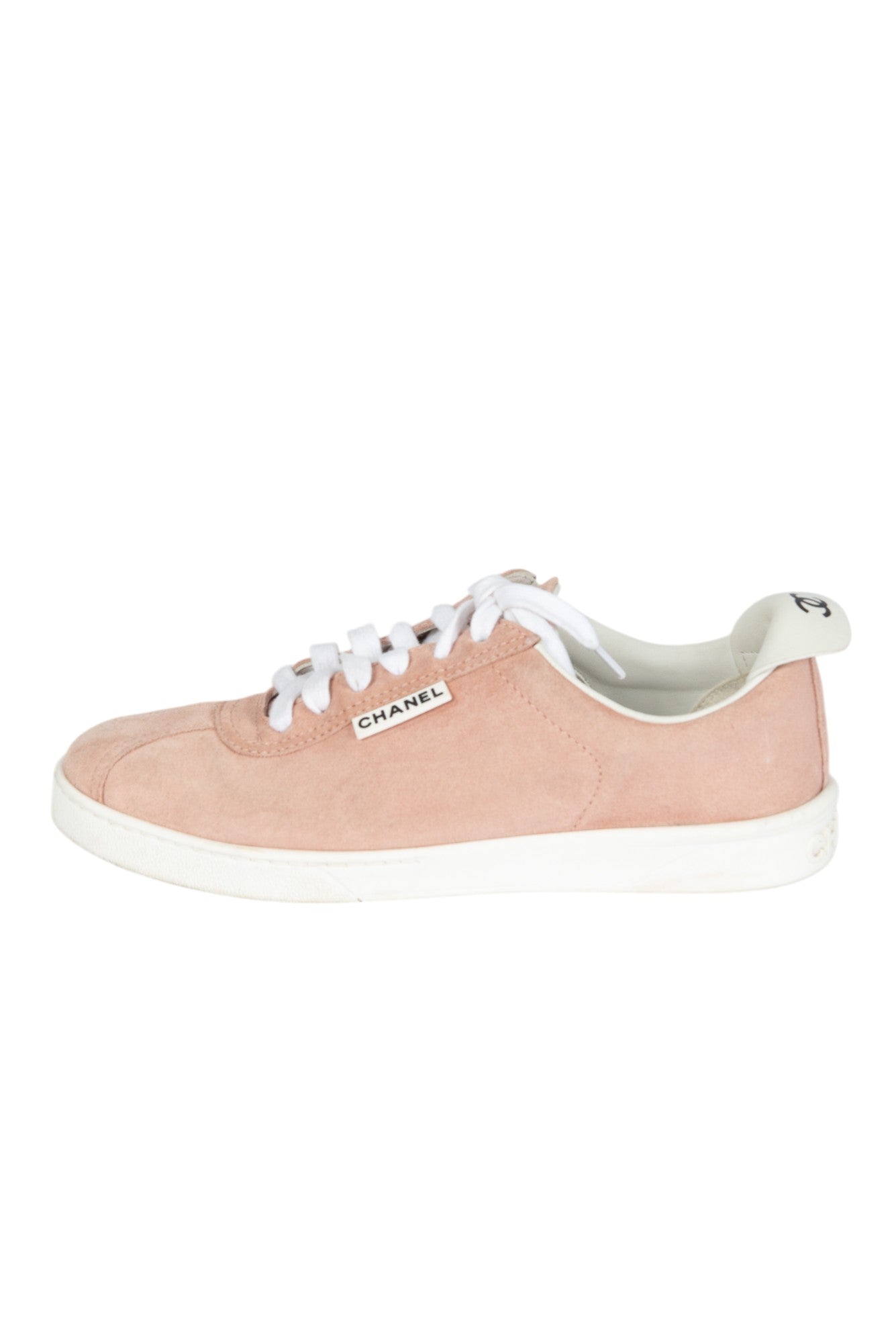 CHANEL Pink Suede CC Logo Sneakers Size 39 US 9
