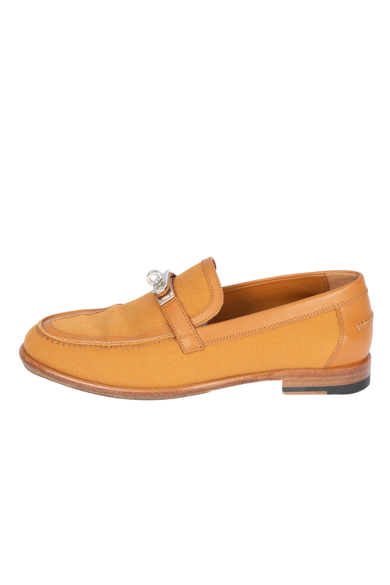 HERMÈS Brown Canvas Destin Loafers Size 37.5 US 7.5