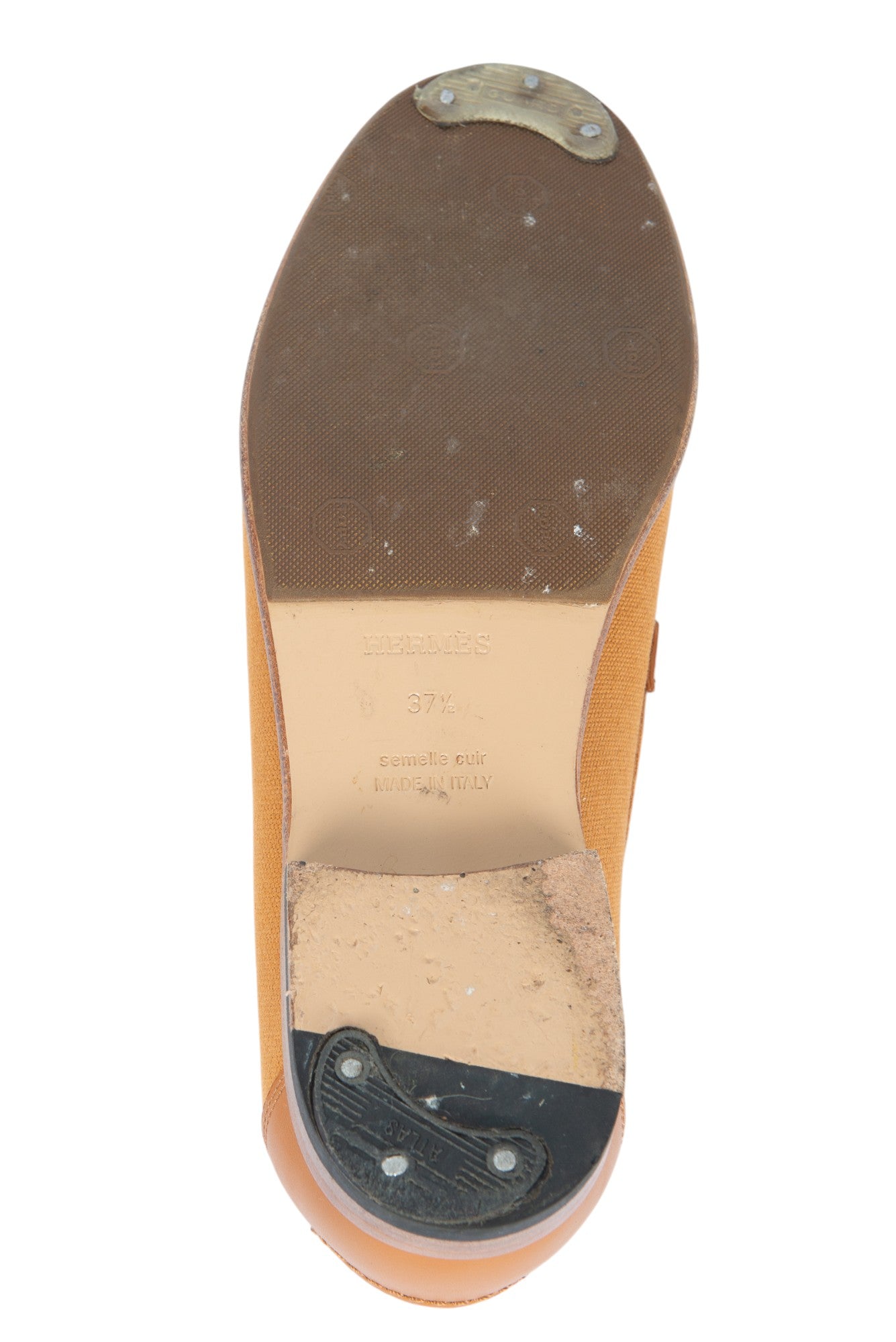 HERMÈS Brown Canvas Destin Loafers Size 37.5 US 7.5