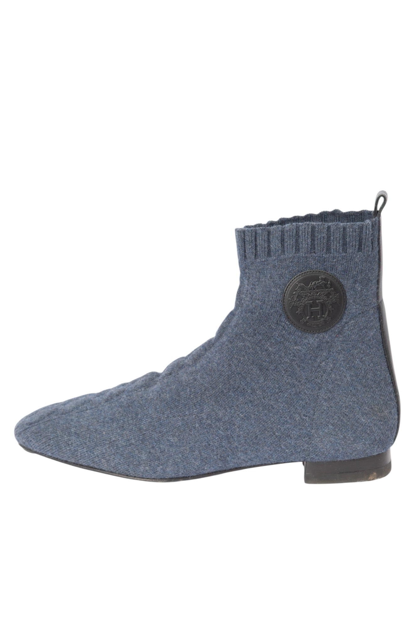 HERMÈS Blue Knit Duo Chelsea Ankle Boots Size 38
