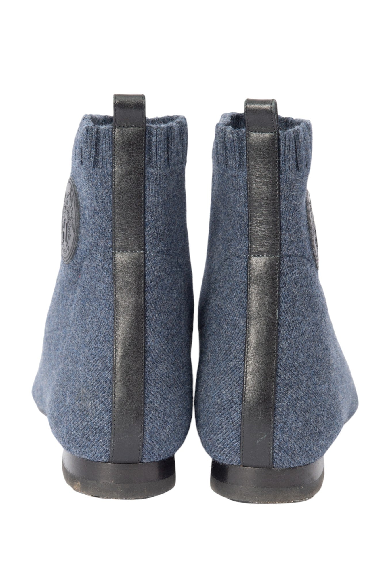 HERMÈS Blue Knit Duo Chelsea Ankle Boots Size 38