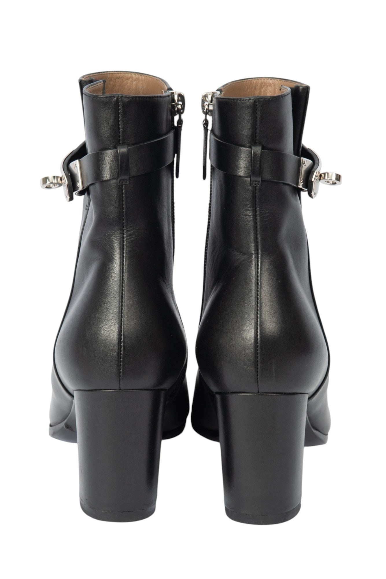 HERMÈS Black Leather Saint Germain Ankle Boots Size 38.5