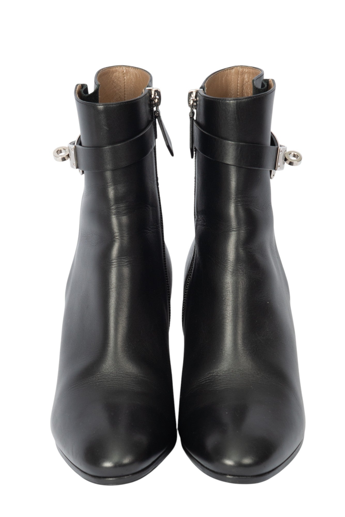HERMÈS Black Leather Saint Germain Ankle Boots Size 38.5