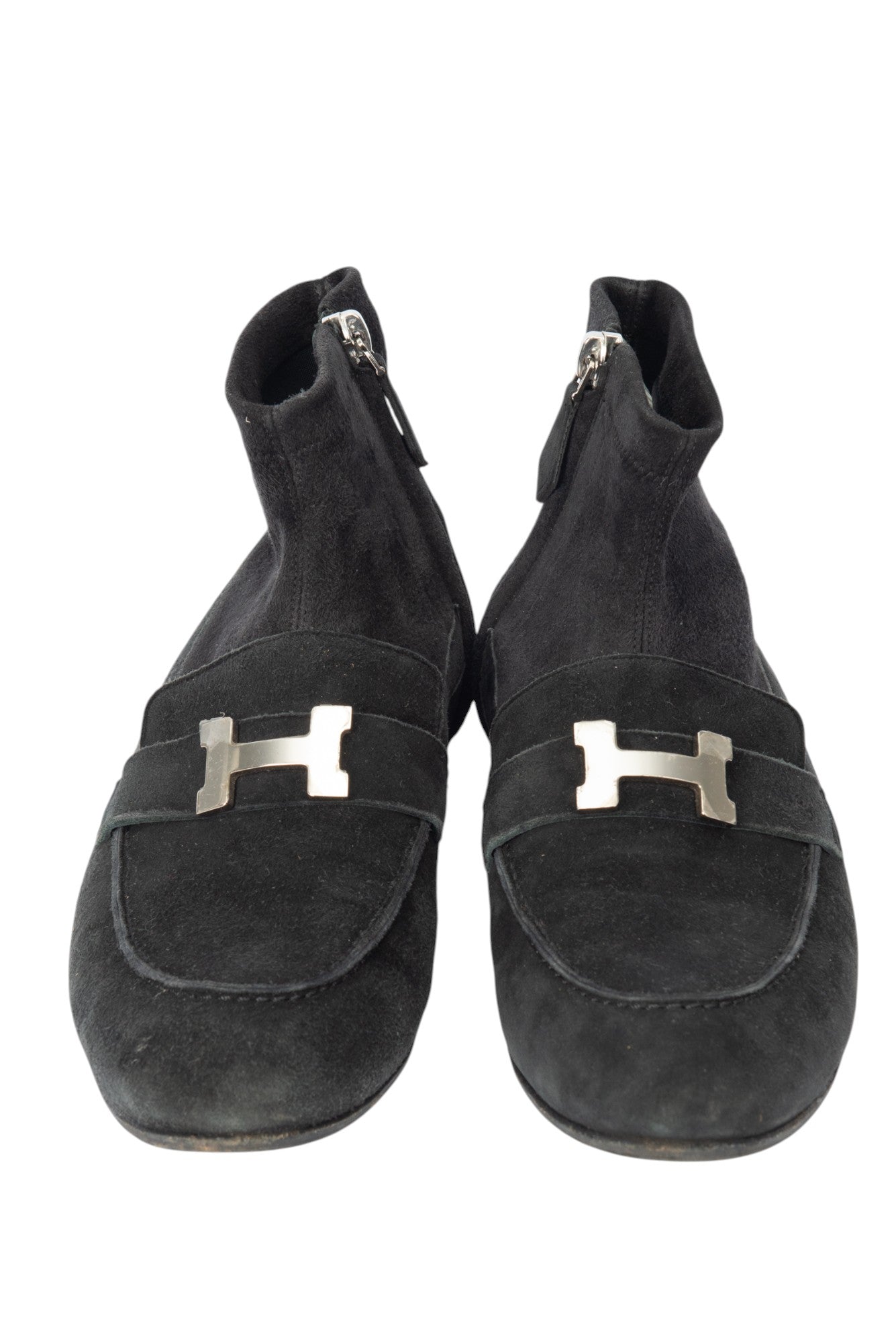 HERMÈS Black Suede Saint Honore Ankle Boots Size 38