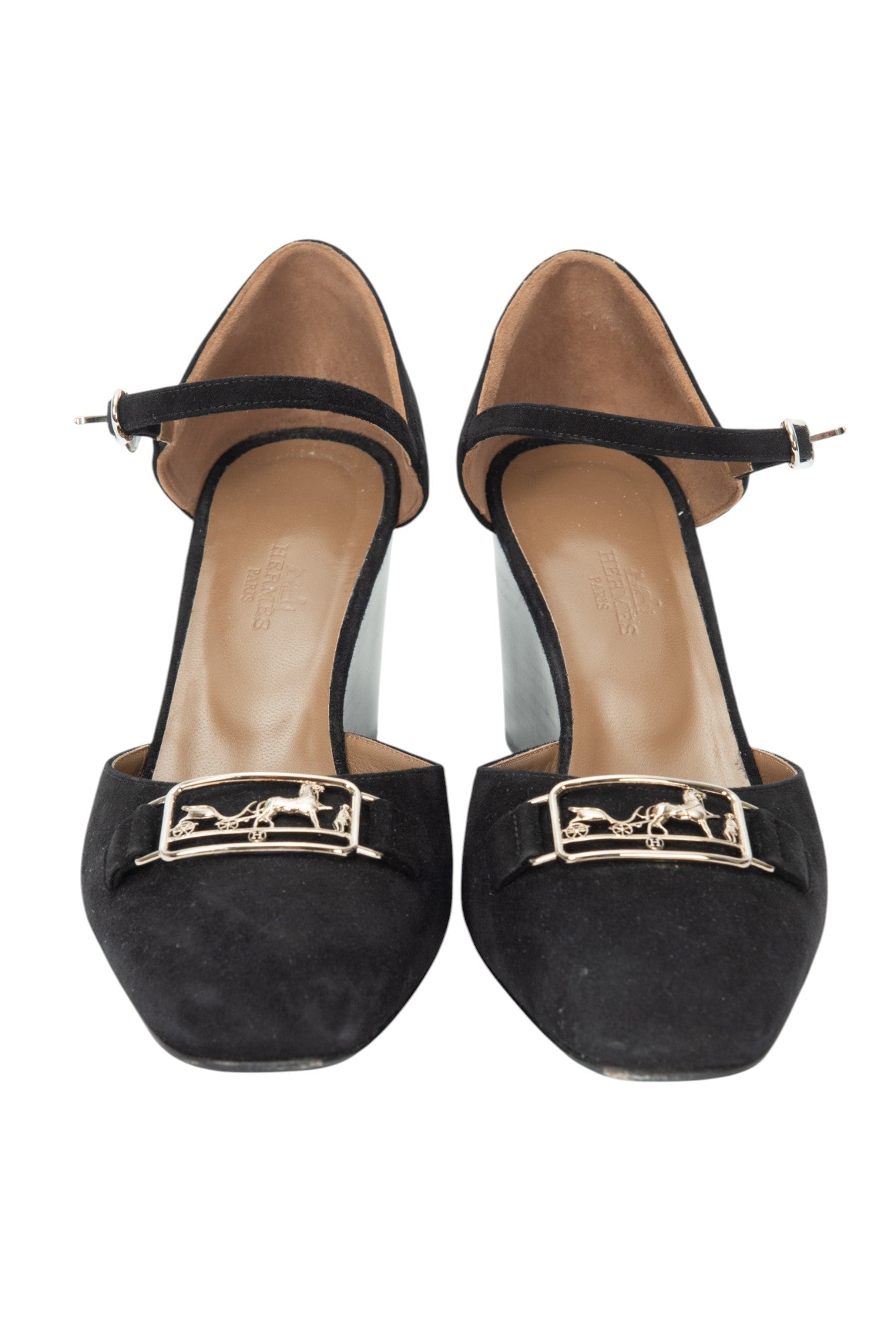 HERMÈS Black Suede Wedge Pumps Size 38 US 8