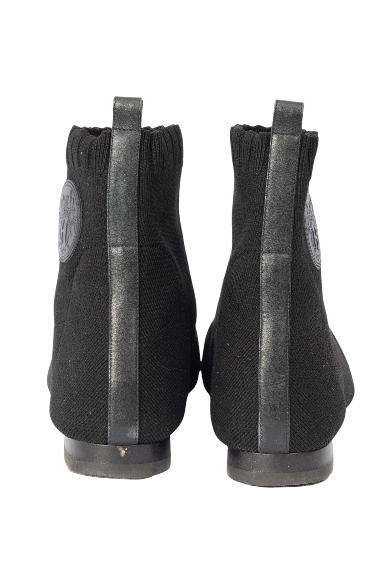 HERMÈS Black Knit Duo Chelsea Ankle Boot Size 38