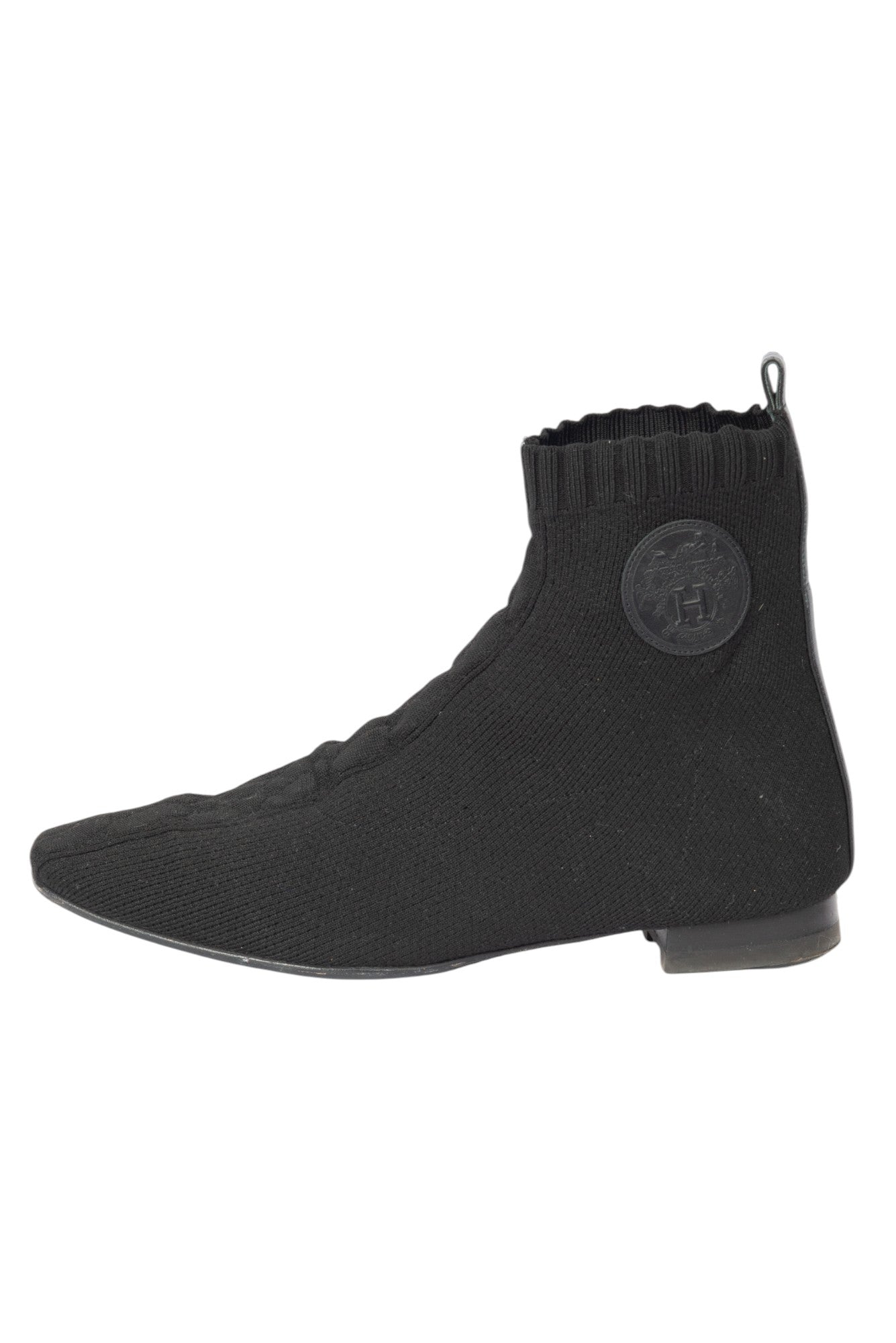 HERMÈS Black Knit Duo Chelsea Ankle Boot Size 38