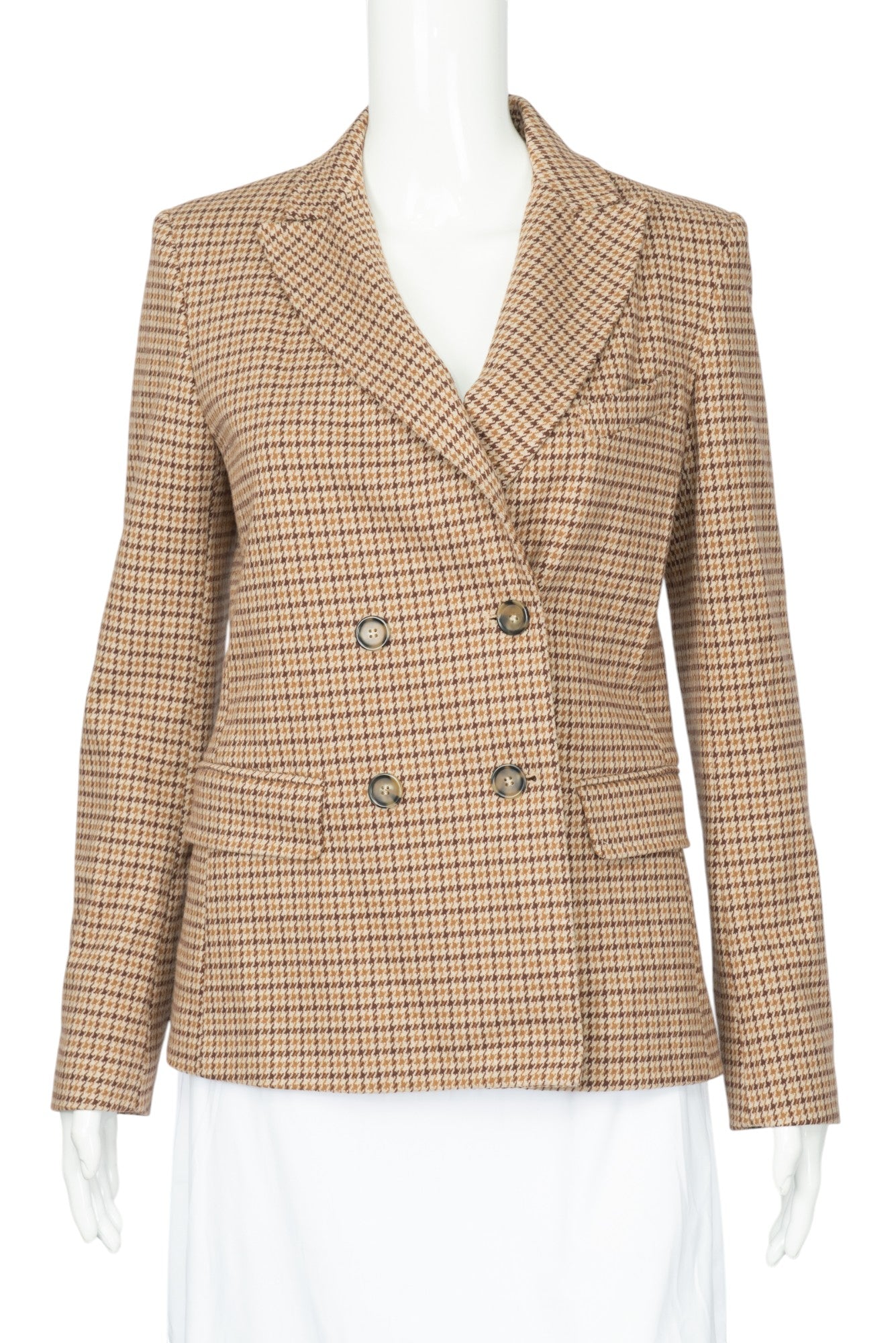WEEKEND MAXMARA Brown Double-Breasted Jacquard Blazer Size M