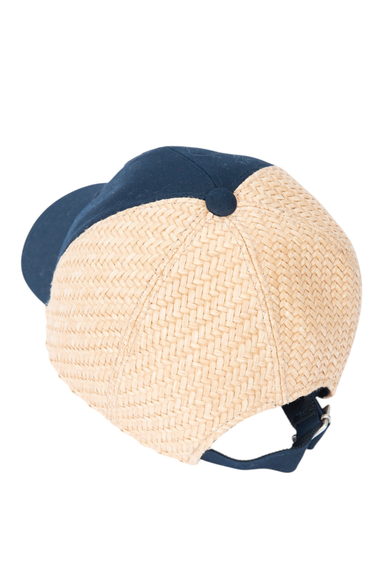 SAINT LAURENT Blue Cotton Woven Raffia Baseball Cap Size M