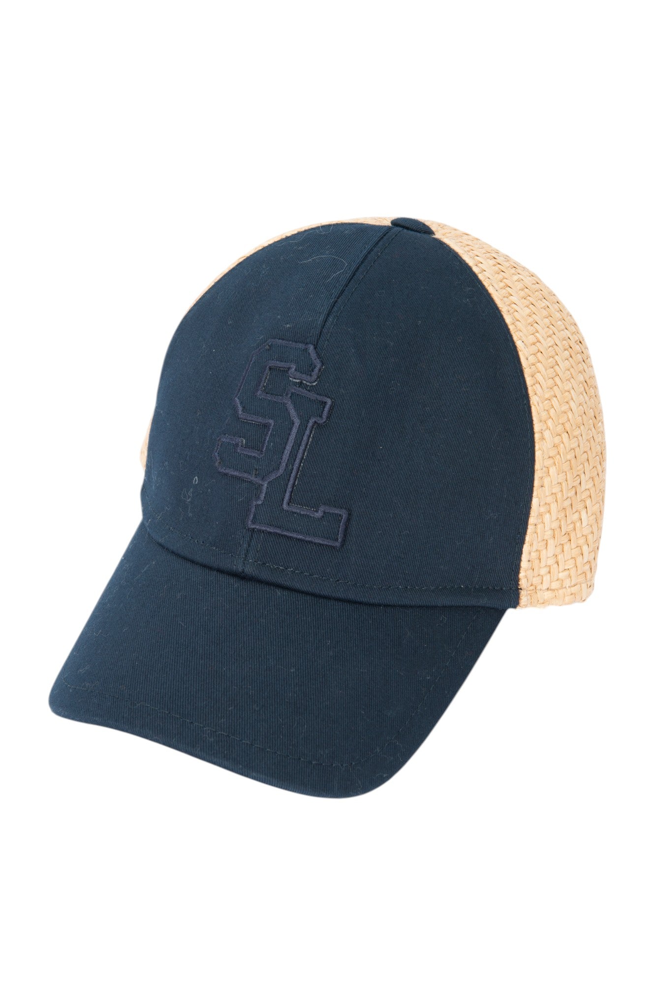 SAINT LAURENT Blue Cotton Woven Raffia Baseball Cap Size M