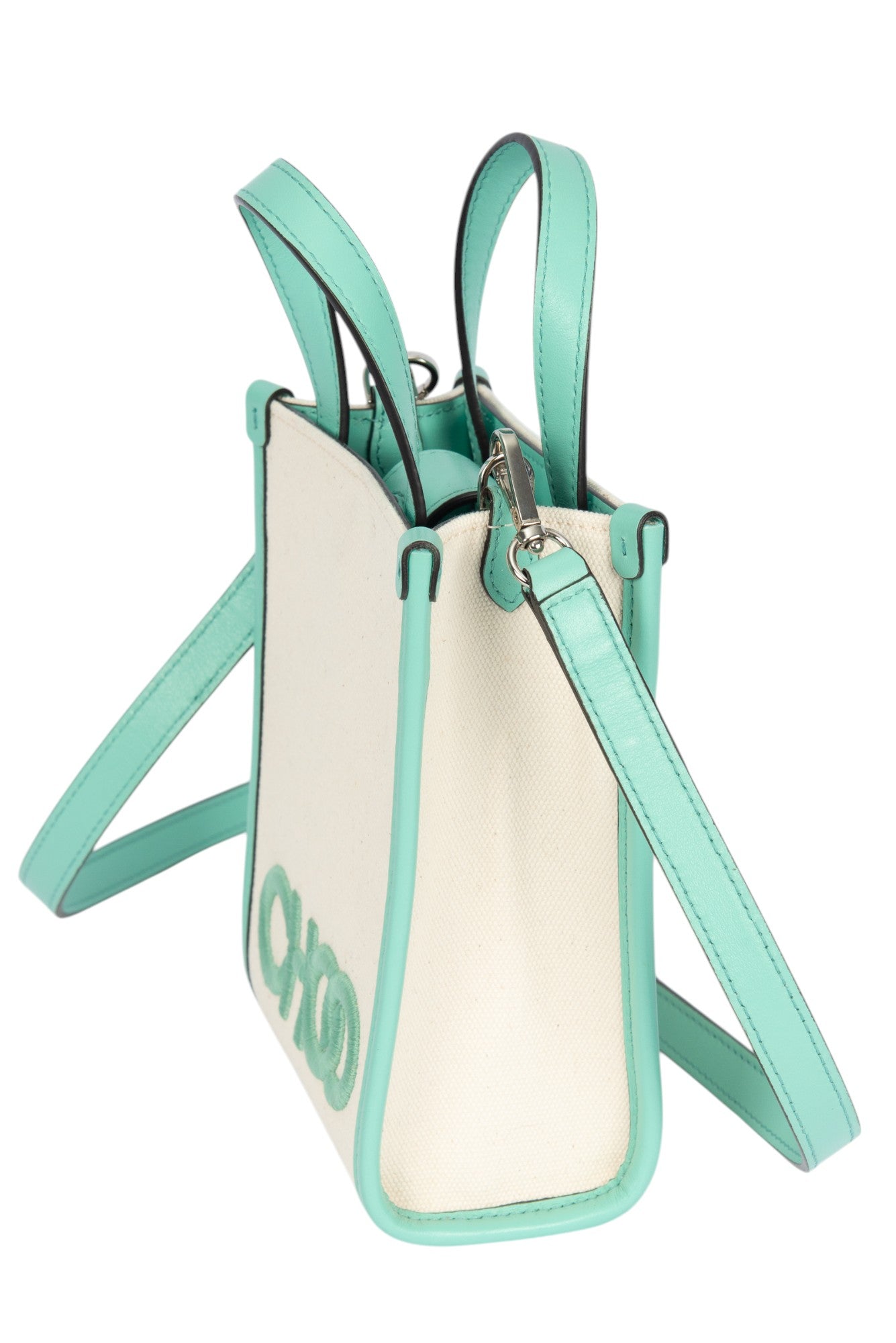 JIMMY CHOO Canvas Logo Mini Tote Crossbody Bag