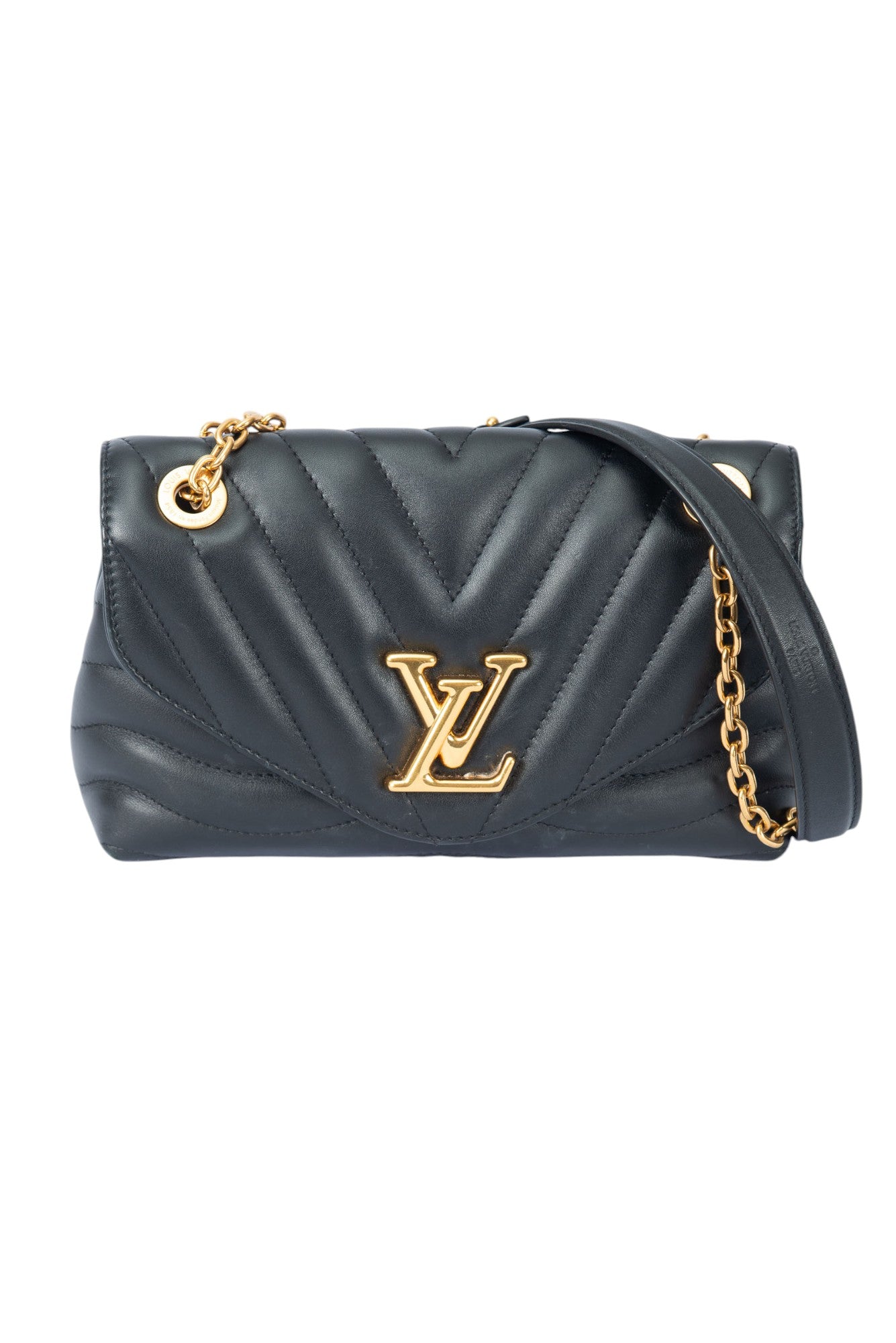 LOUIS VUITTON Black Quilted Leather New Wave Chain Shoulder Bag