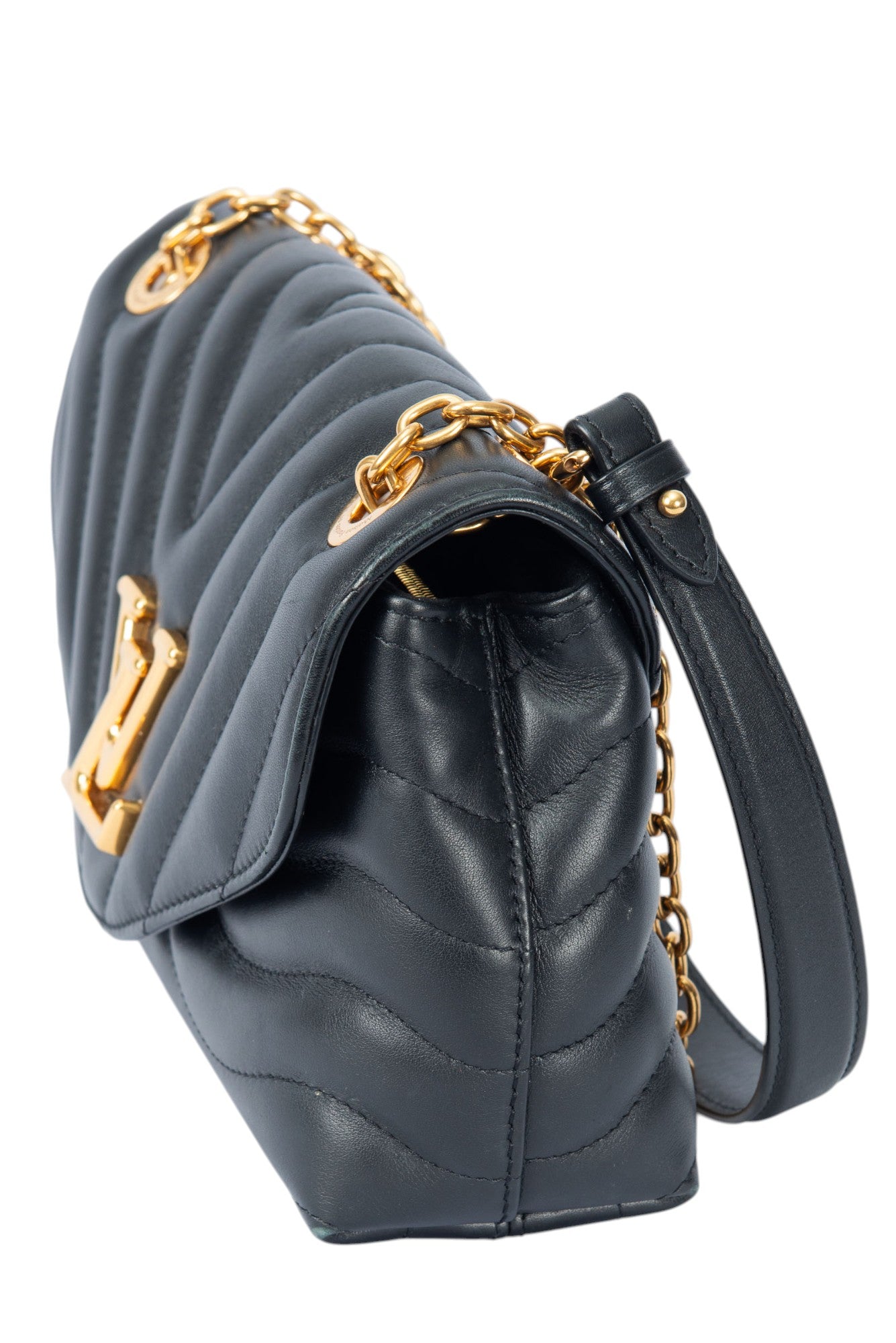 LOUIS VUITTON Black Quilted Leather New Wave Chain Shoulder Bag