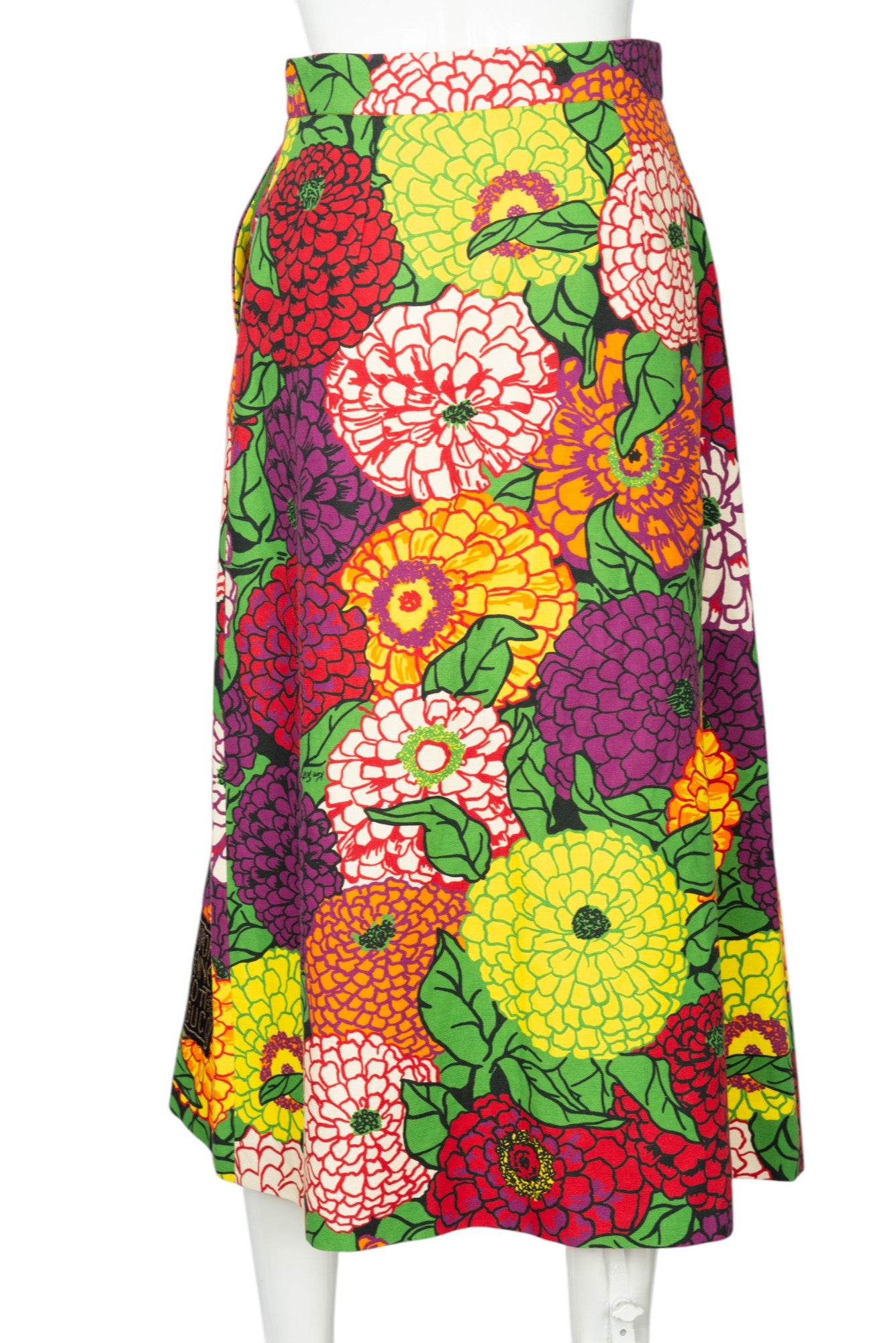 GUCCI Multicolor Floral Print Midi Skirt Size 40 US 4