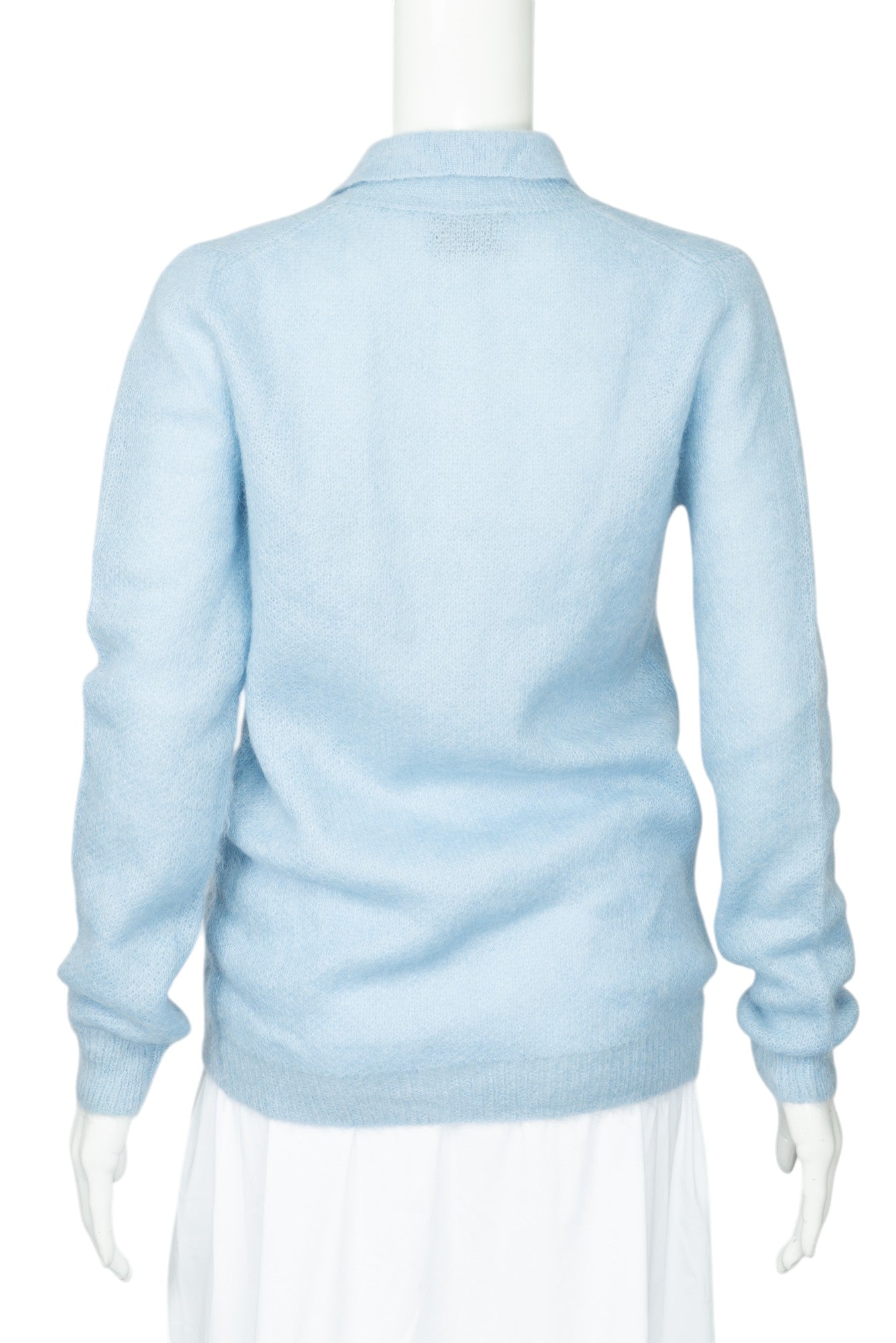 PRADA Blue Mohair Blend Knit Polo Sweater Size 40 US 4