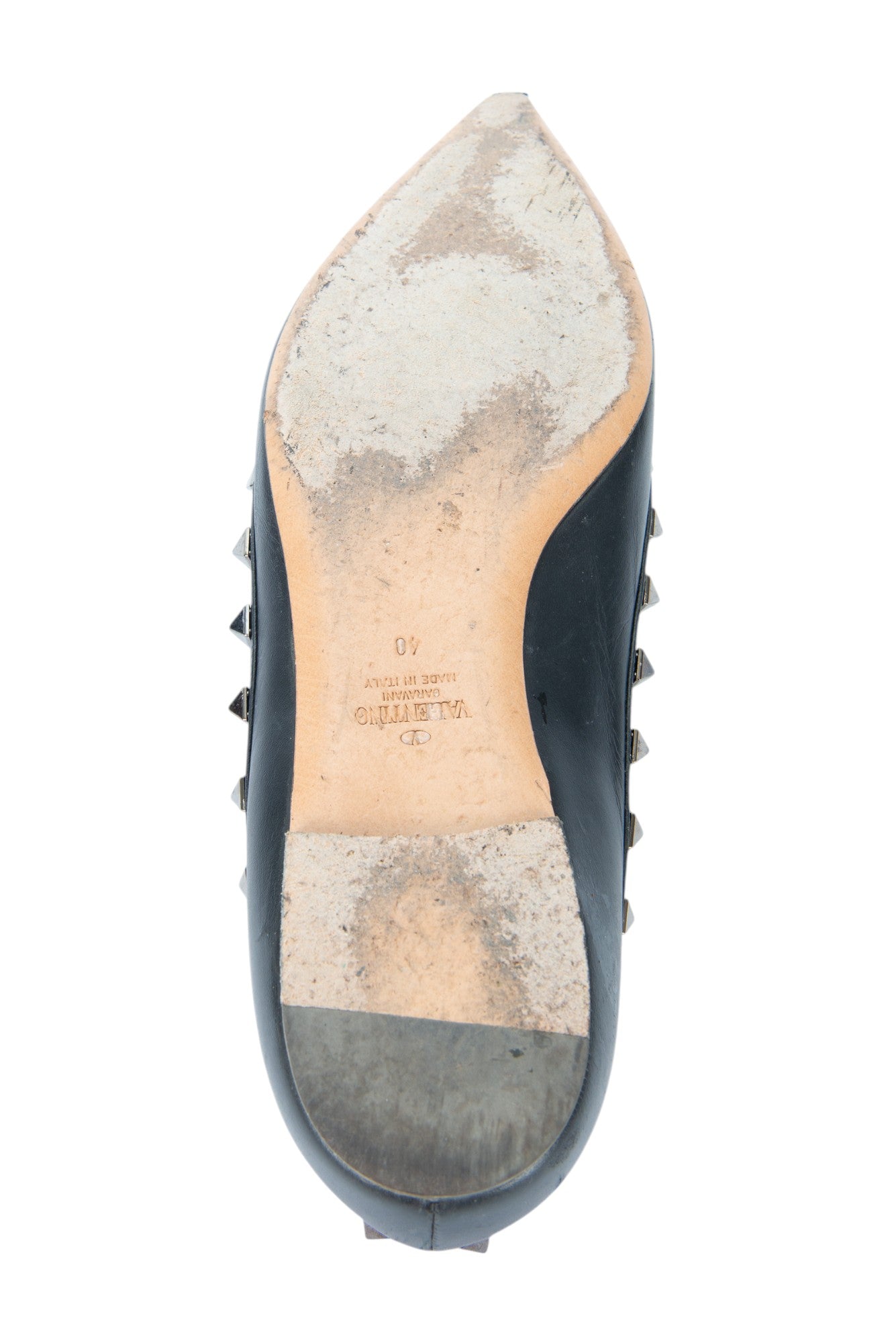 VALENTINO GARAVANI Black Floral Rockstud Ballet Flats Size 40 US 10